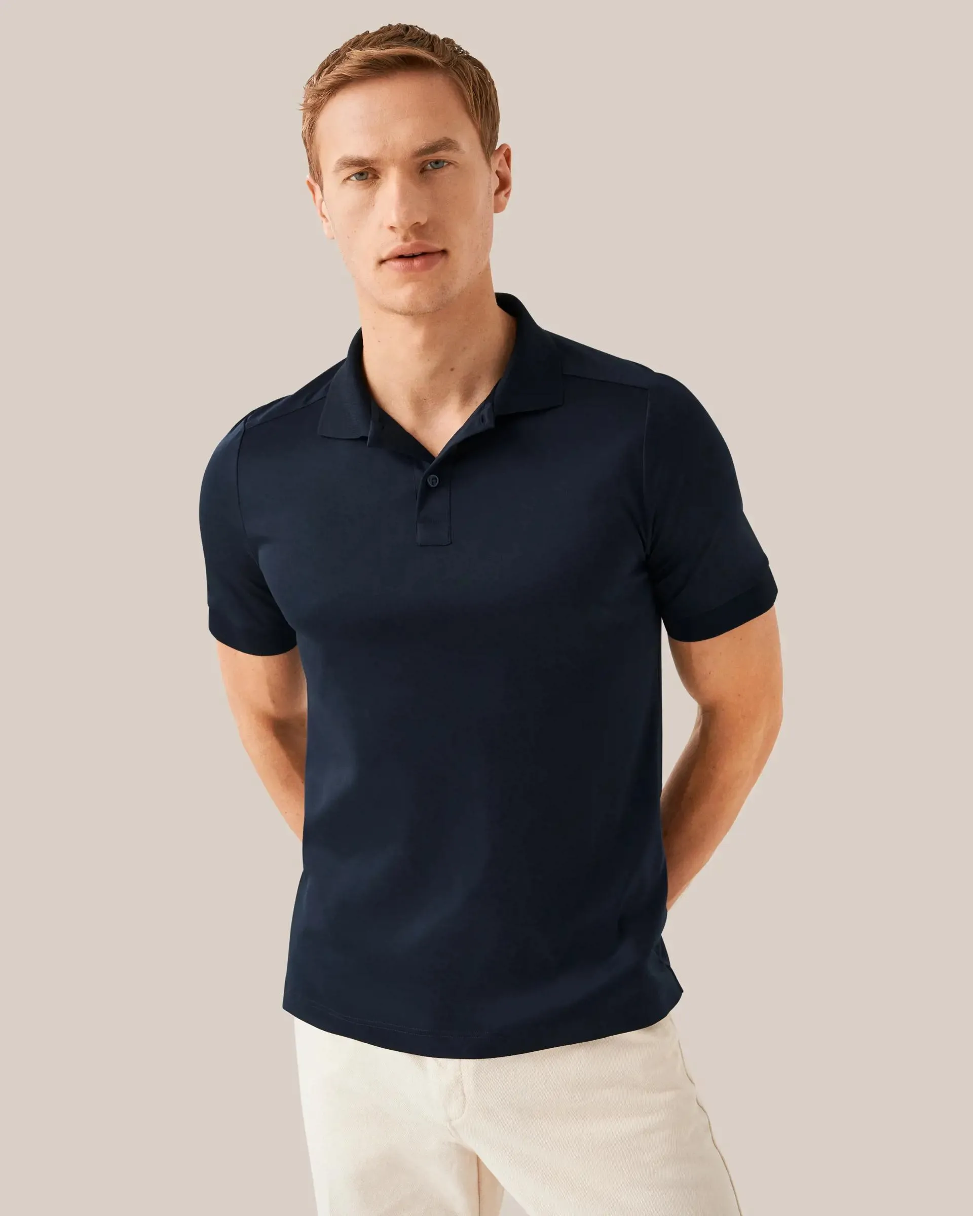Navy Filo di Scozia Polo Shirt - Short Sleeve
