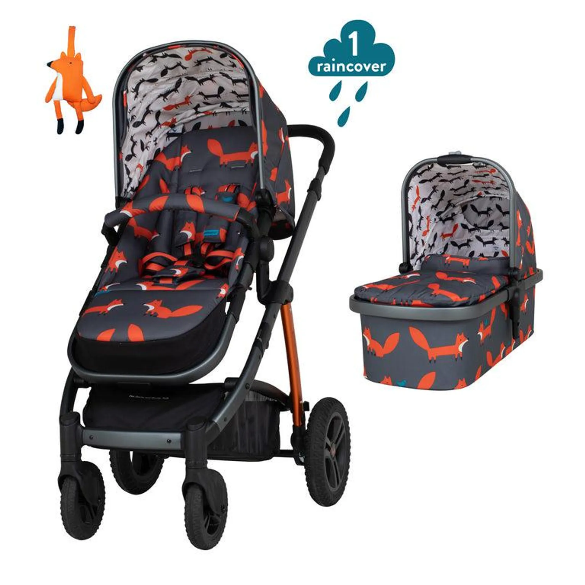 Pack Wow 2 con Carrito y Silla de Paseo - Charcoal Mister Fox