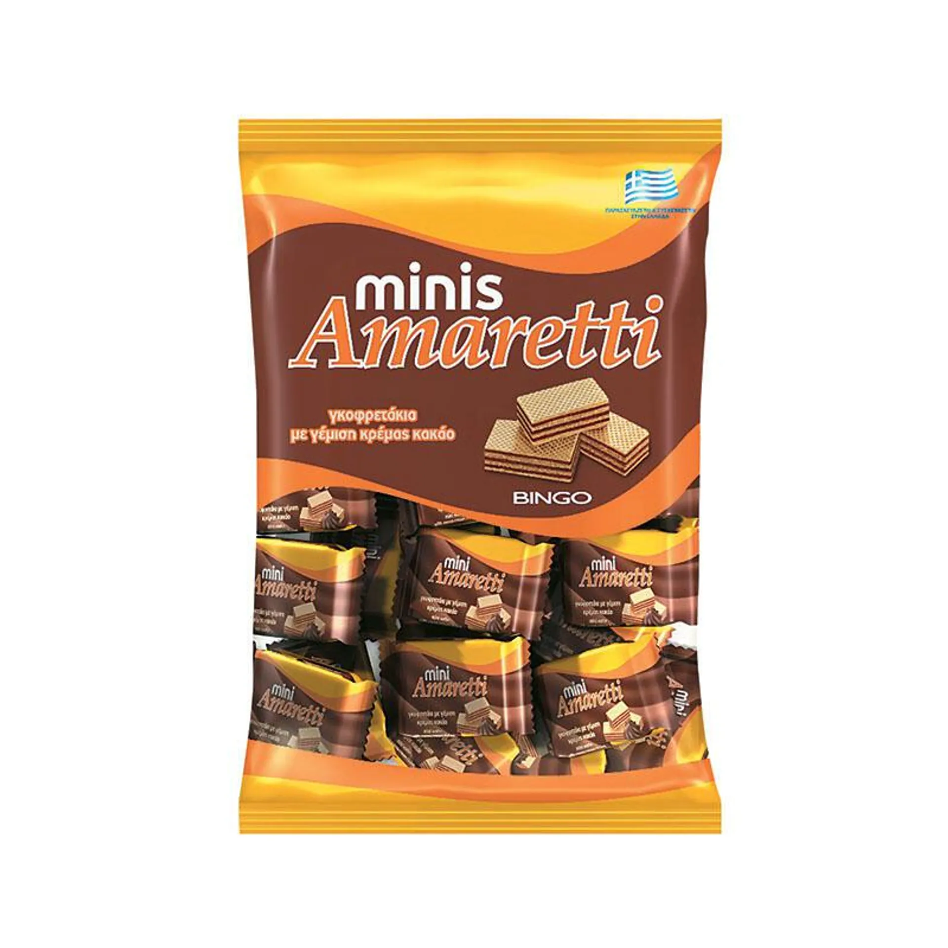 AMARETTI Γκοφρετάκια Κλασικά Minis με Γέμιση Κρέμα Κακάο 165gr