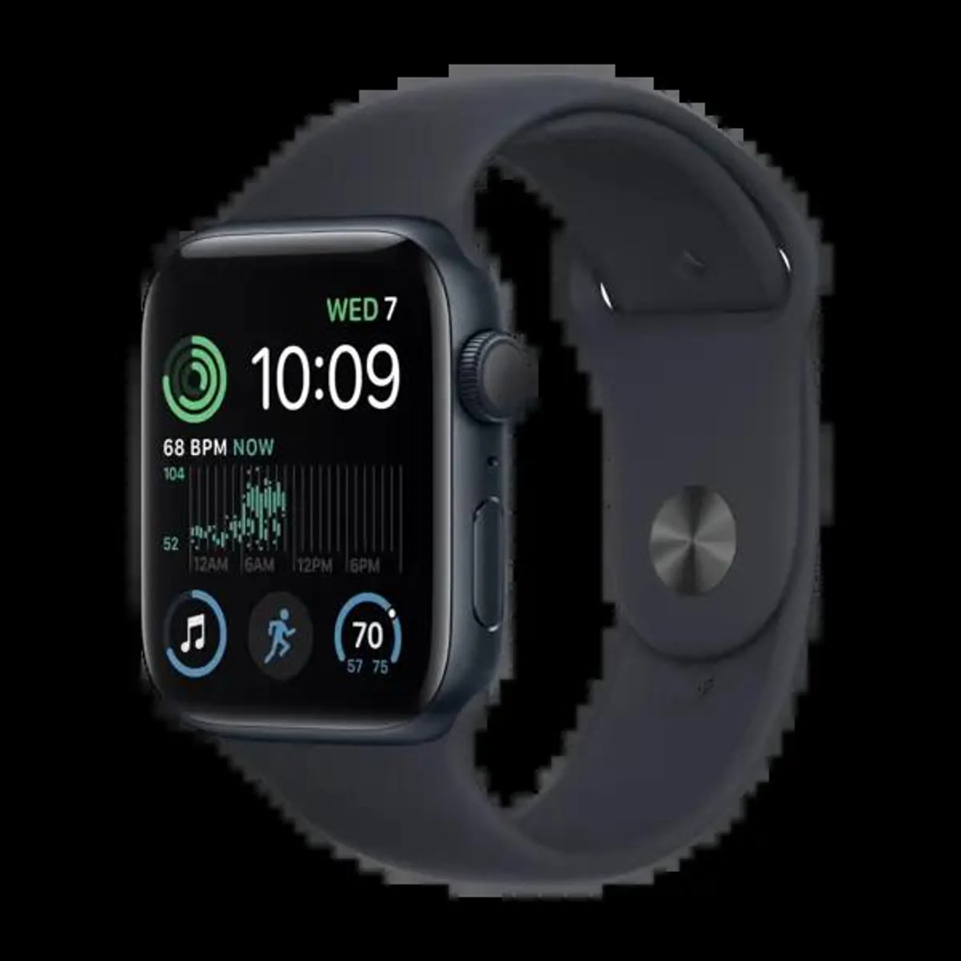 APPLE WATCH SE GPS 44 MM MIDNATT ALUMINIUM URKASSE MED MIDNATT SPORT BAND - REGULAR