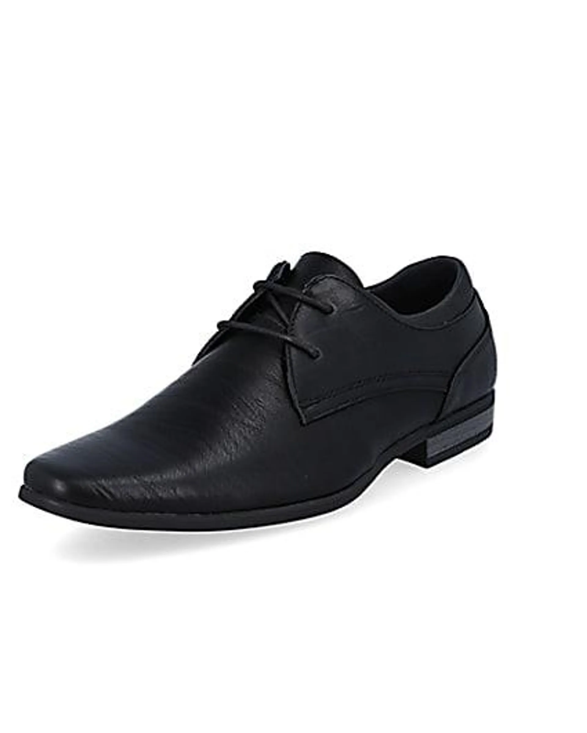 Black Wide fit faux leather derby shoes