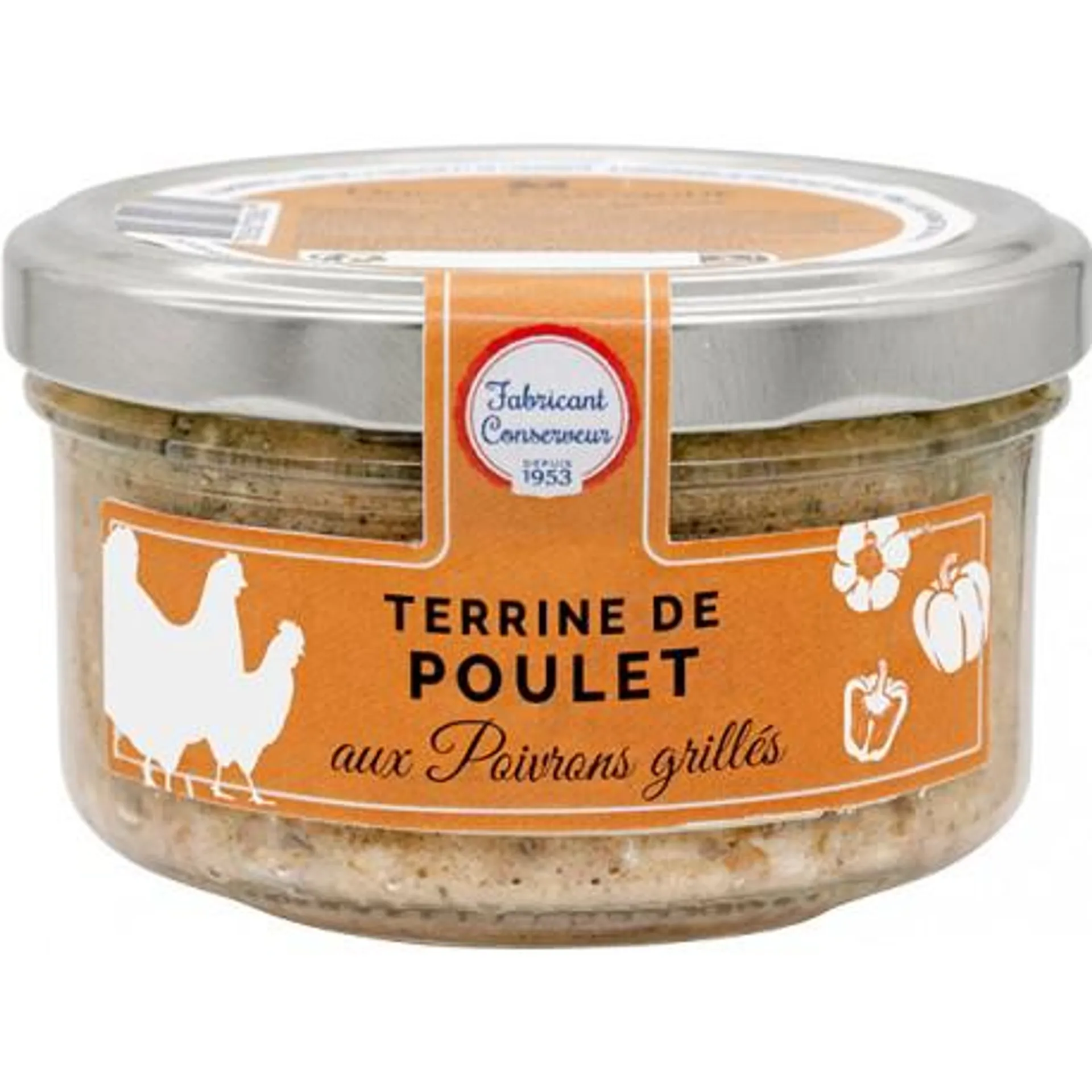 Poulet aux poivrons grillés en terrines 130g