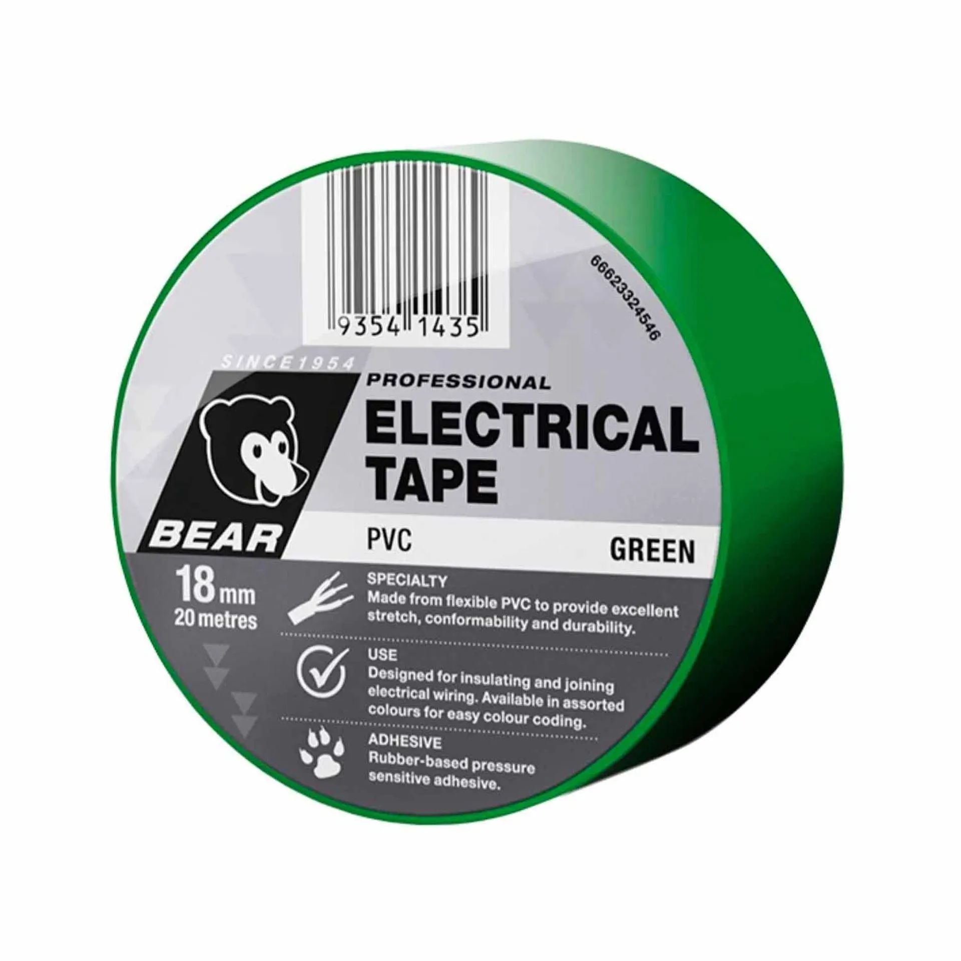 Bear PVC Eletrical Tape 18mmx20m Green