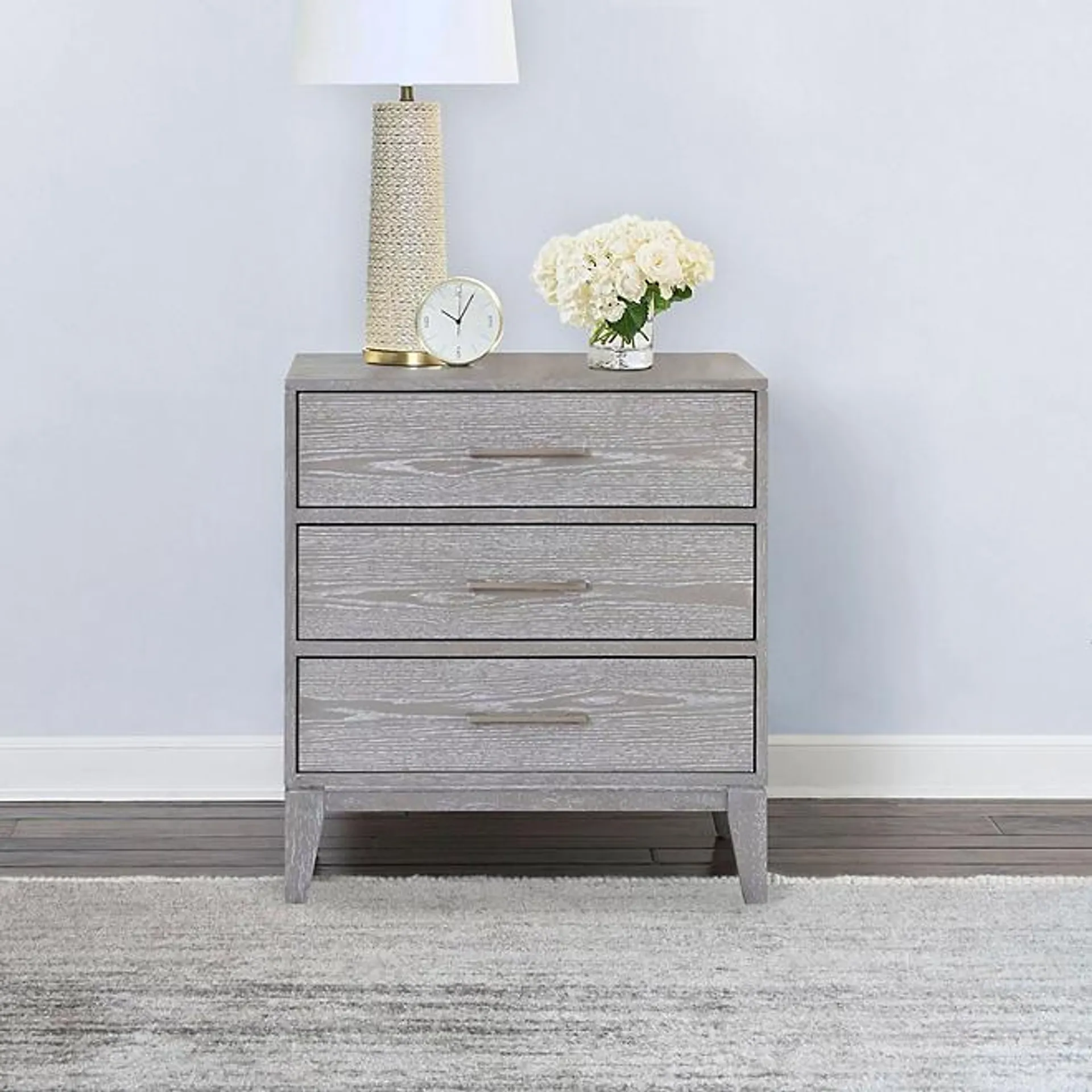 Bridget Solid Wood Case Bedroom Collection, Gray Nightstand