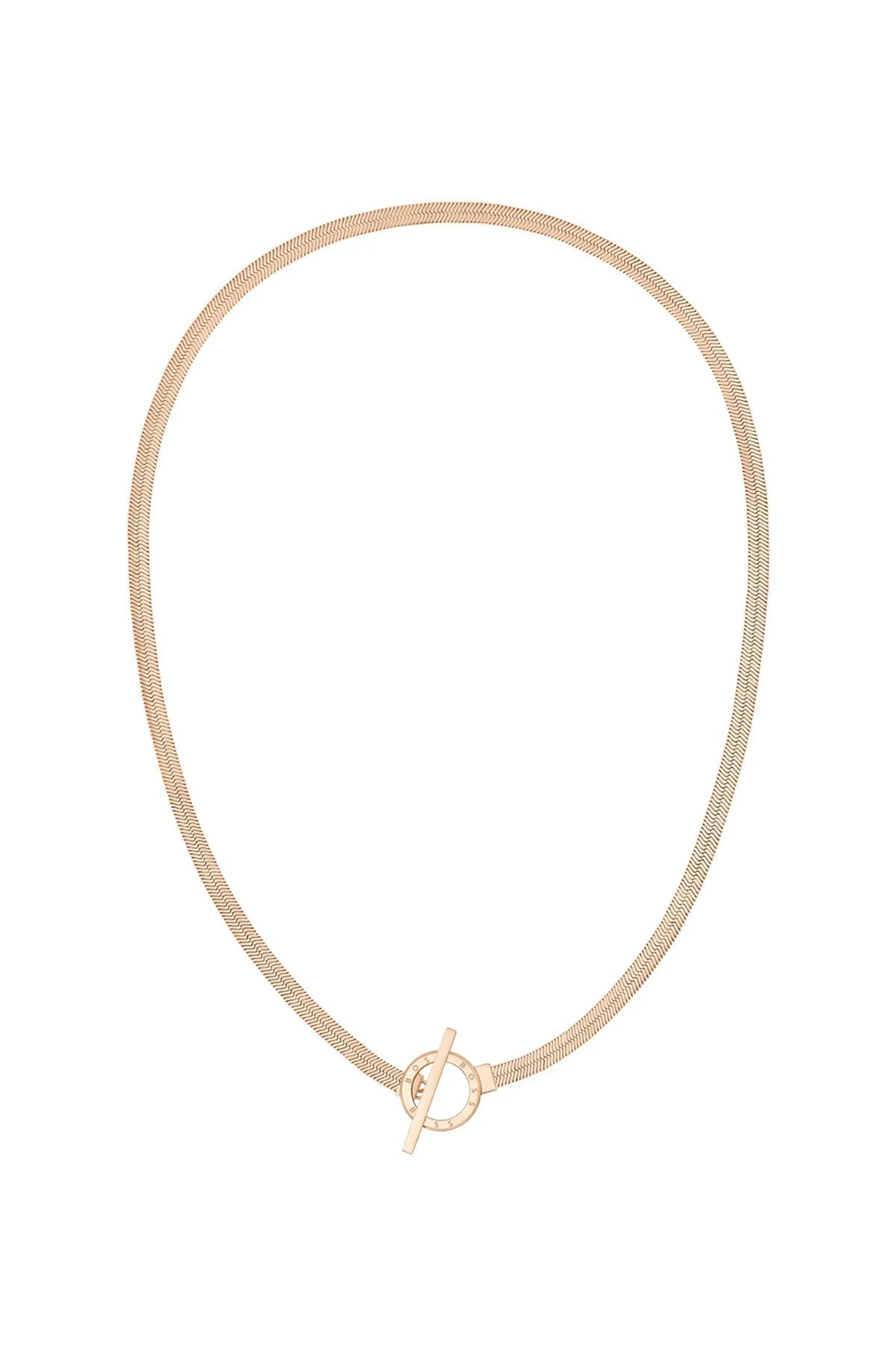 Carnation-gold-effect necklace with logo-etched ring