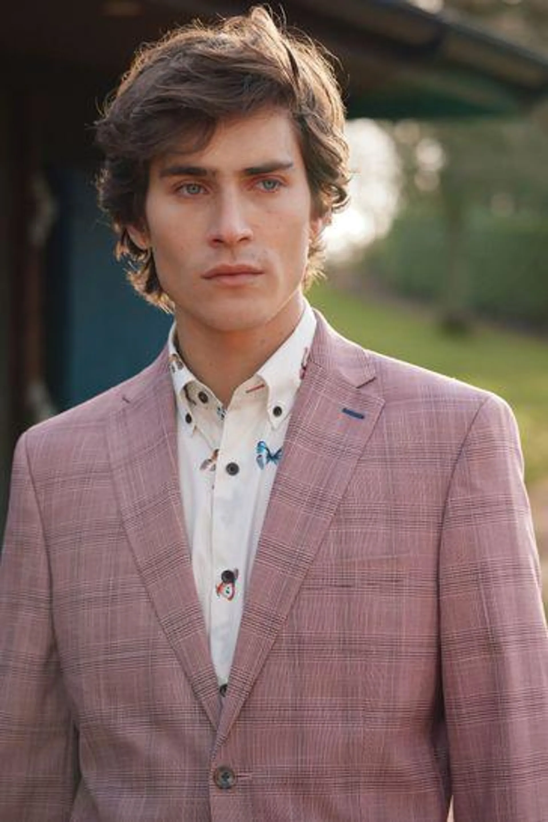 Pink Tailored Fit Check Suit: Jacket