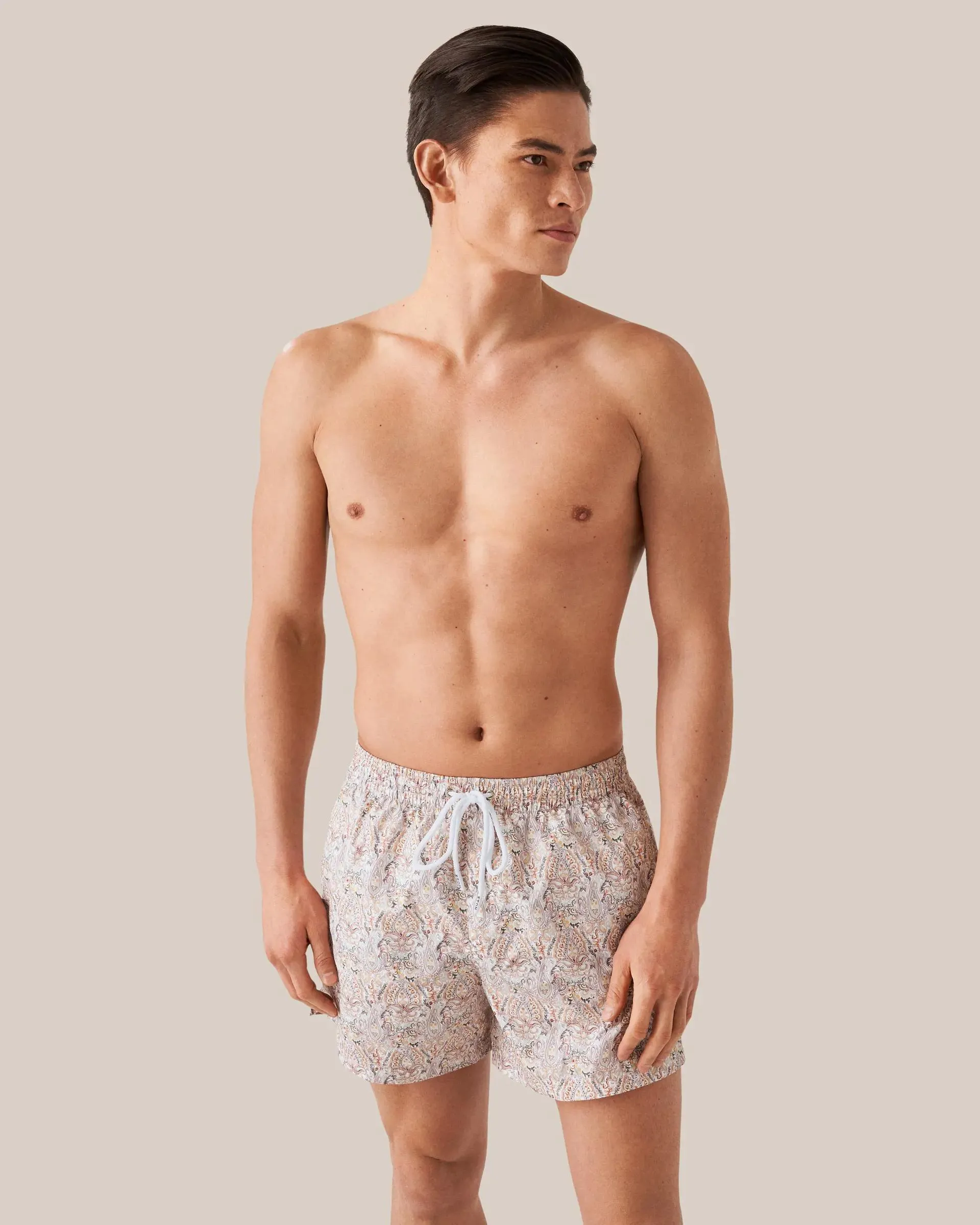 Orange Paisley Print Swim Shorts