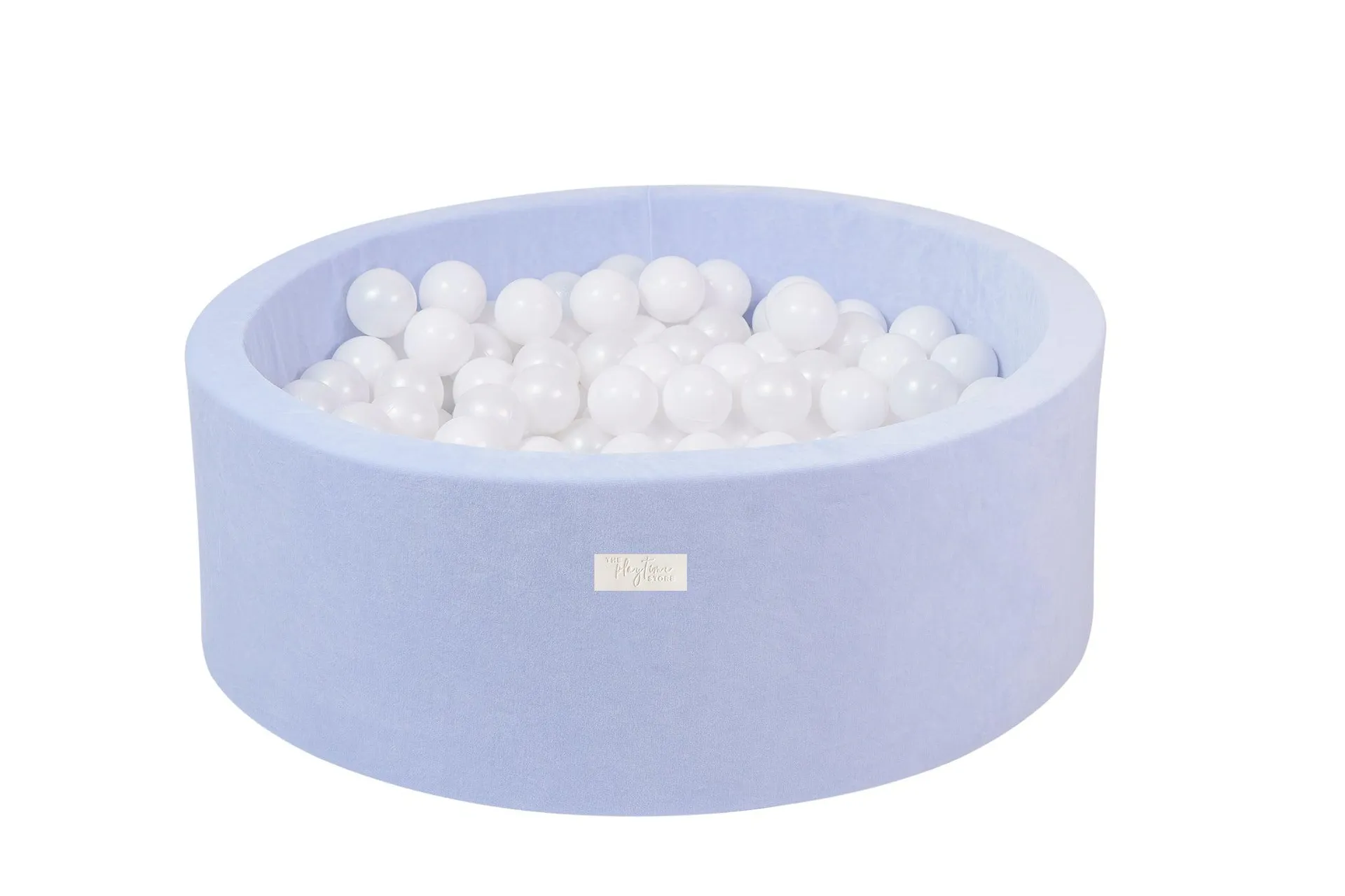 Velvet Foam Blue Ball Pit - 200 White and Pearl Balls