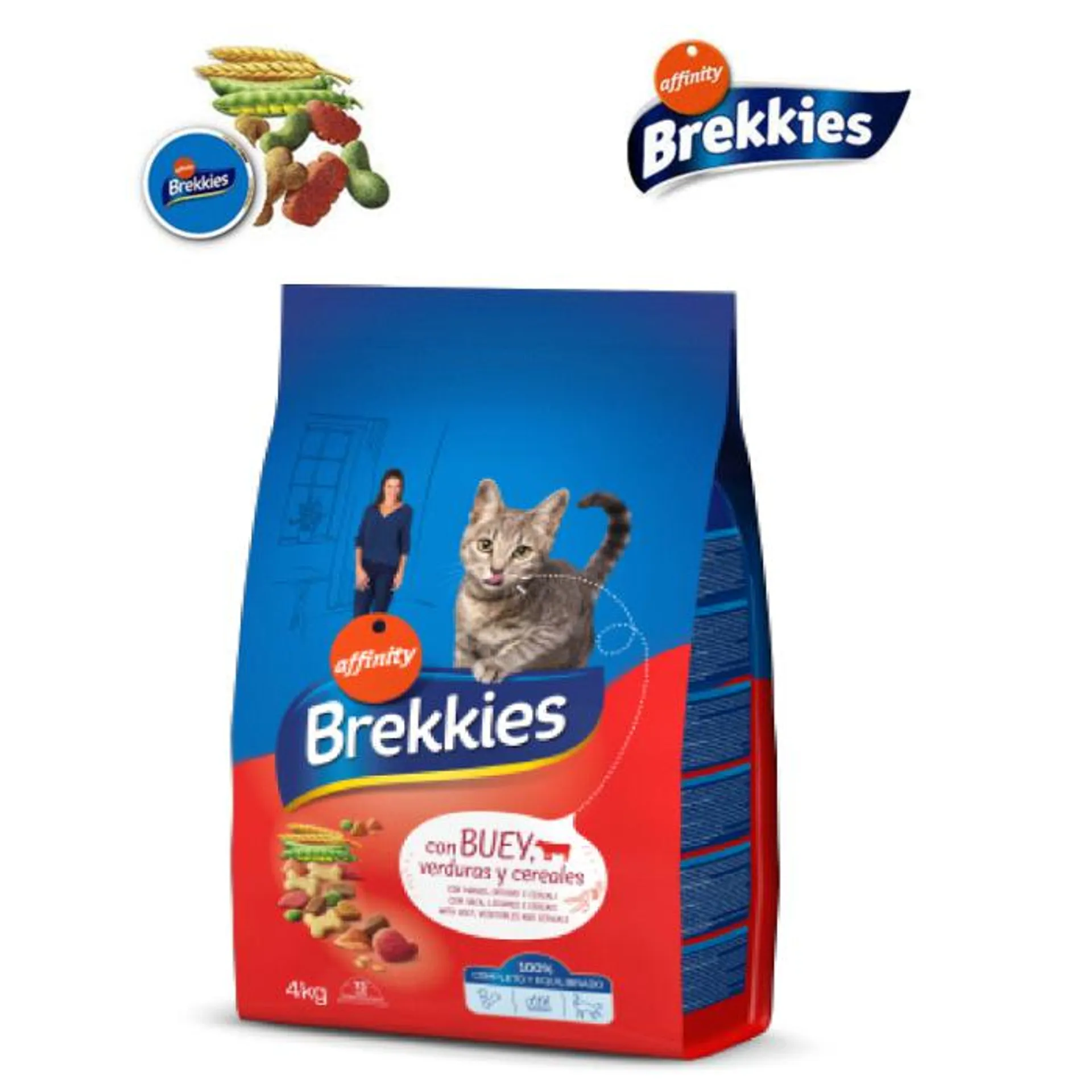 Brekkies pienso para gato Con buey verduras y cereales 4kg