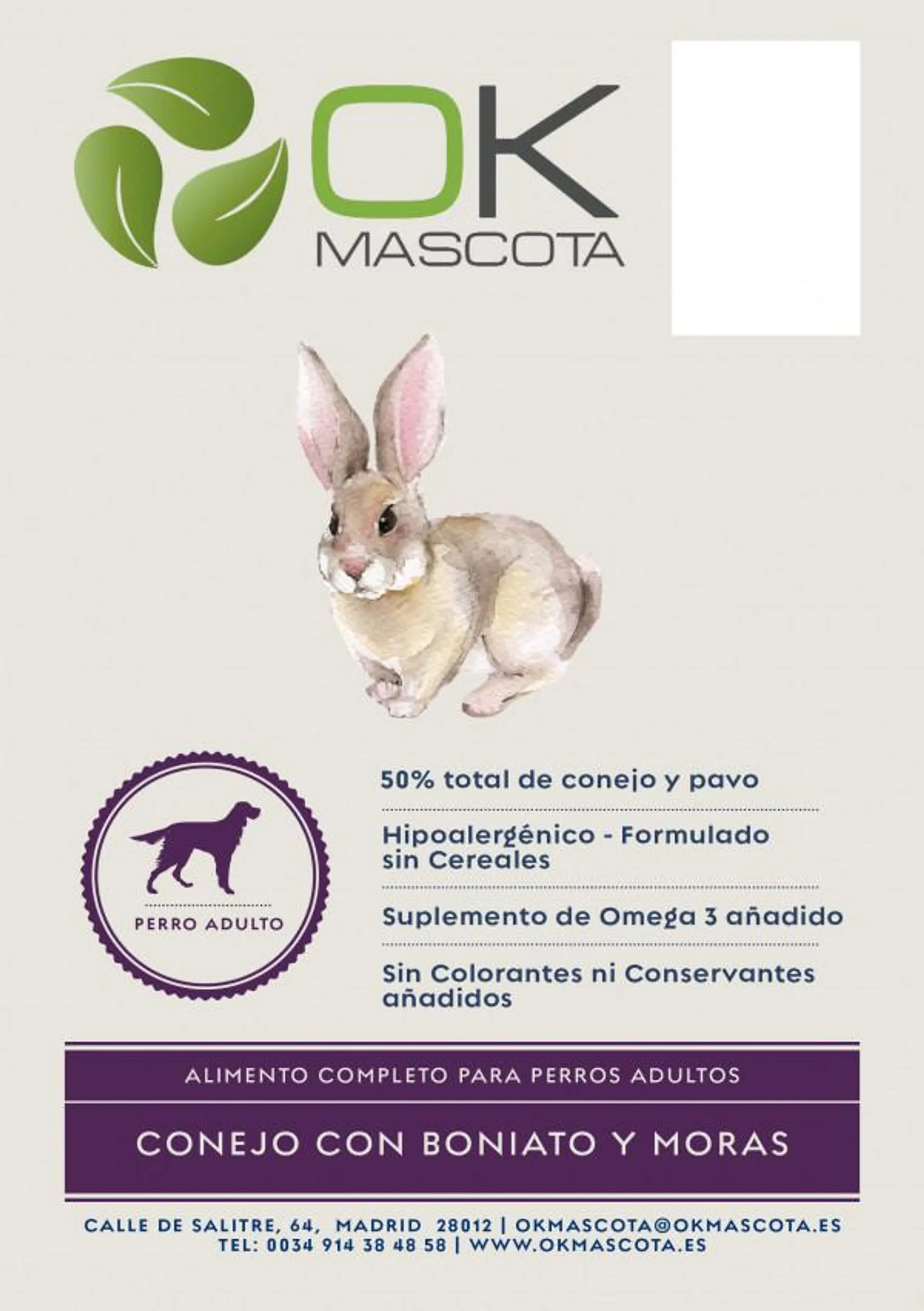 OK MASCOTA Conejo con Boniato y Moras 6 kg