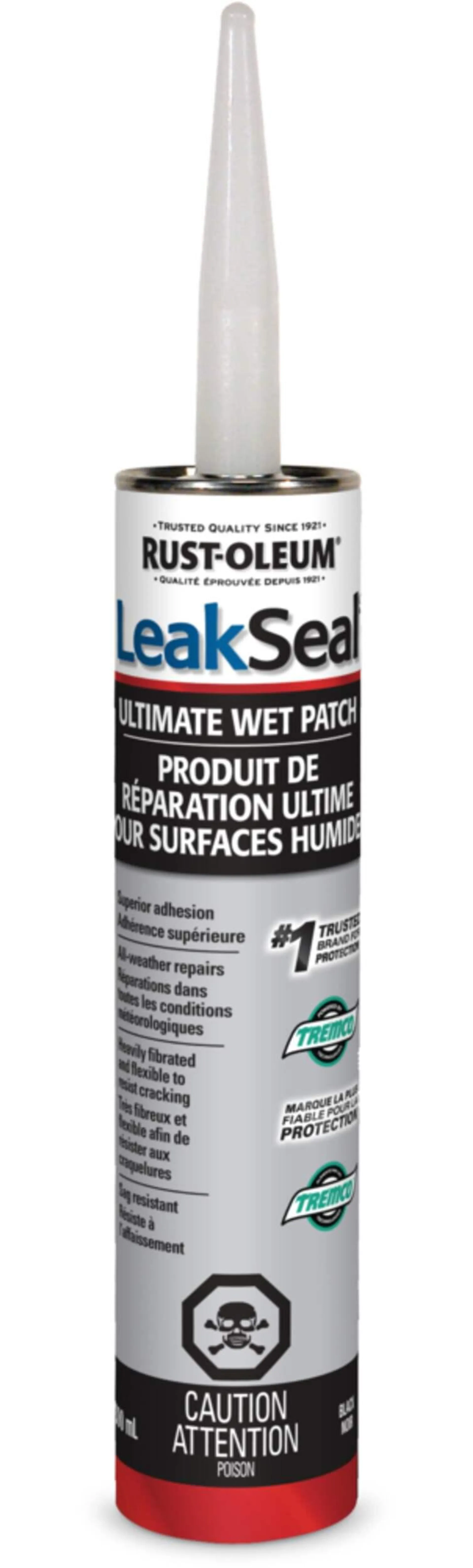 Produit de réparation suprême pour surfaces et toits humides Rust-Oleum LeakSeal, toutes saisons, noir, 300 mL