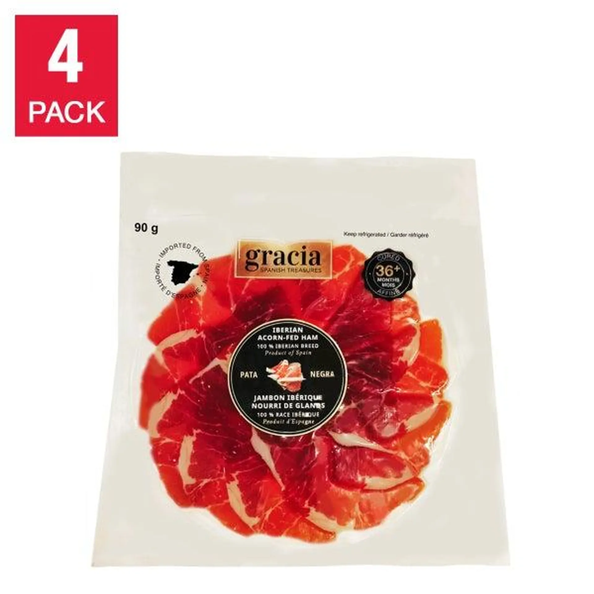 Gracia Iberian Acorn-fed Ham, 4 × 90 g