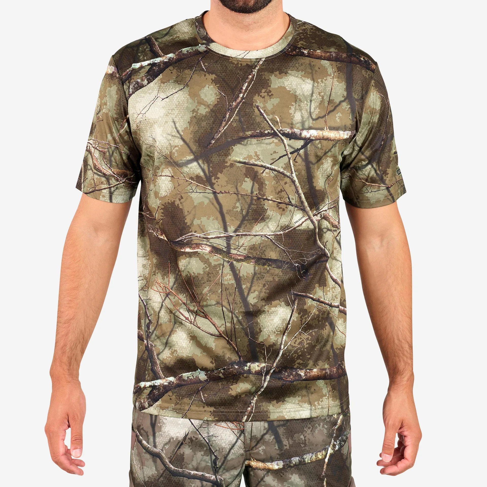 T-shirt respirant de chasse manches courtes respirant - 100 Treemetic camouflage