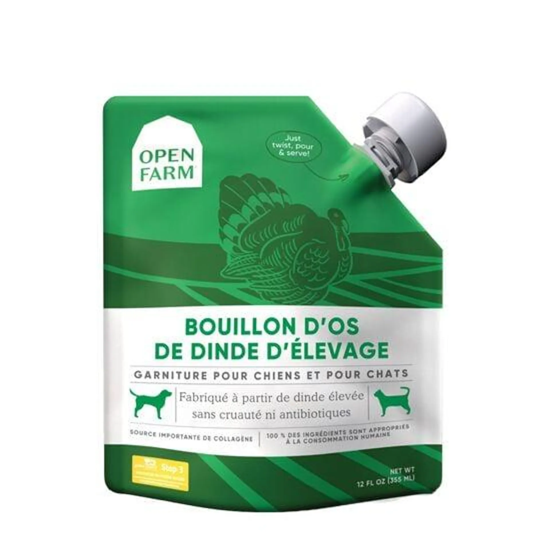 Bouillon d'os de dinde pour chiens et chats