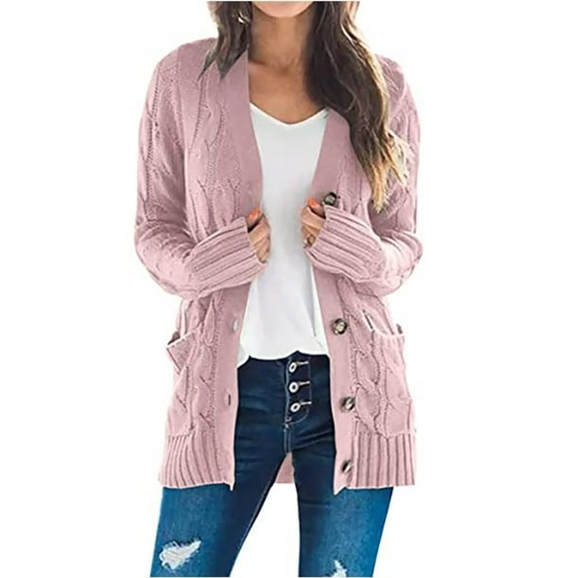 RKSTN Cardigan for Women Cardigans Automne Mode 2023 Ouvert avant Casual Tricot en Vrac Slouch Surdimensionné Wrap Chunky Pulls Manteau avec Poches