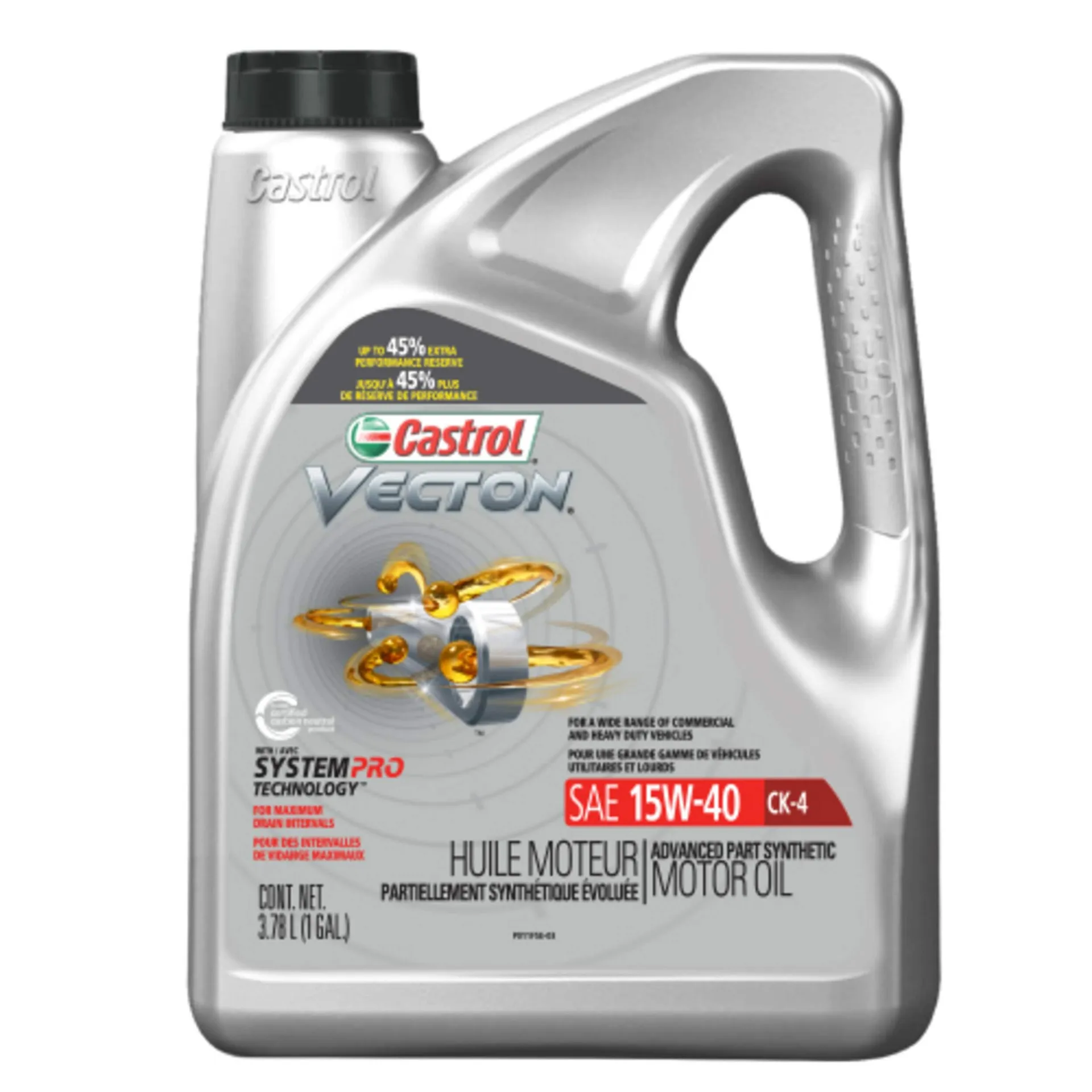 Huile à moteur diesel synthétique Castrol Vecton, CK-4 15W40, 3,78 L