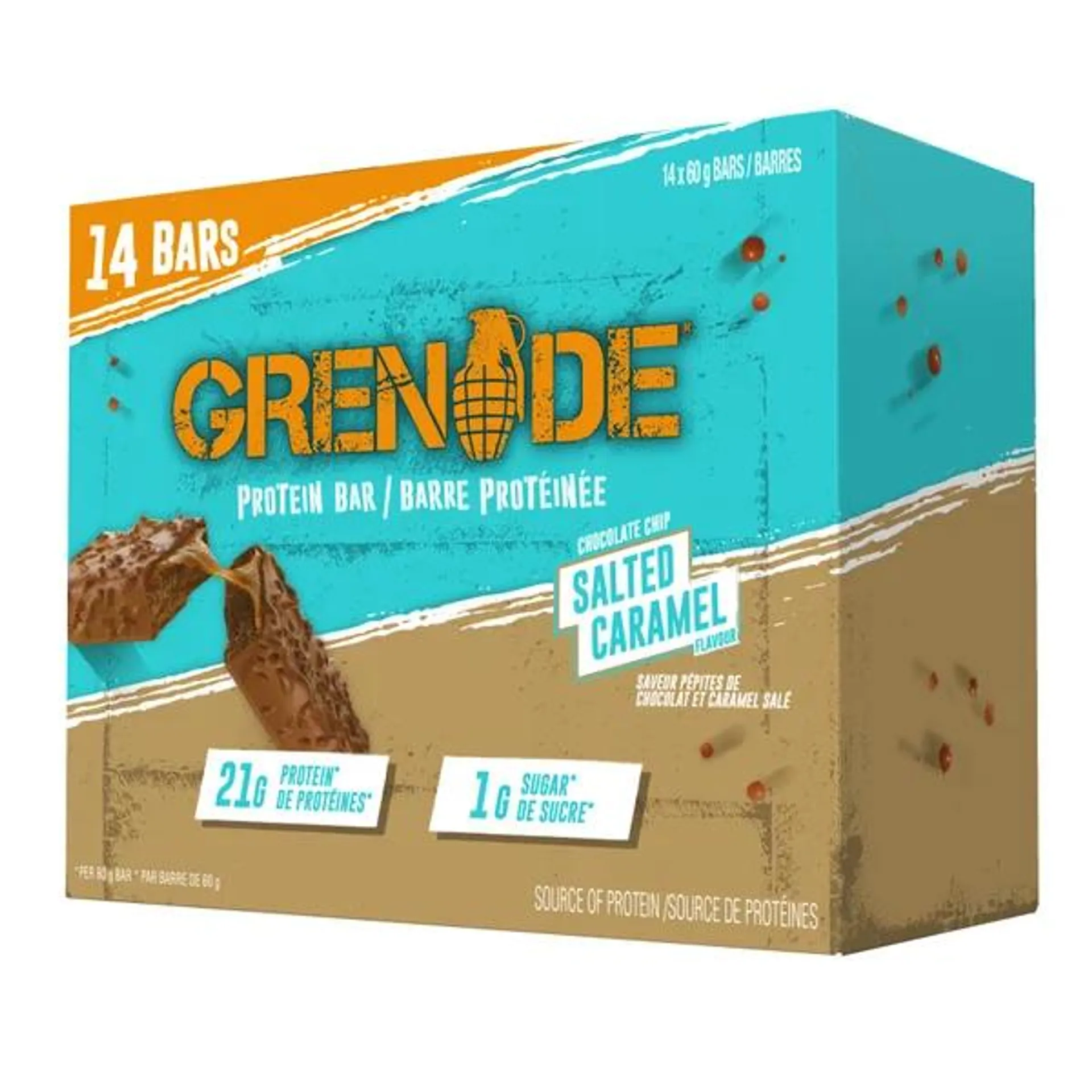 Grenade Chocolate Chip Salted Caramel Flavoured Protein Bars, 14 × 60 g