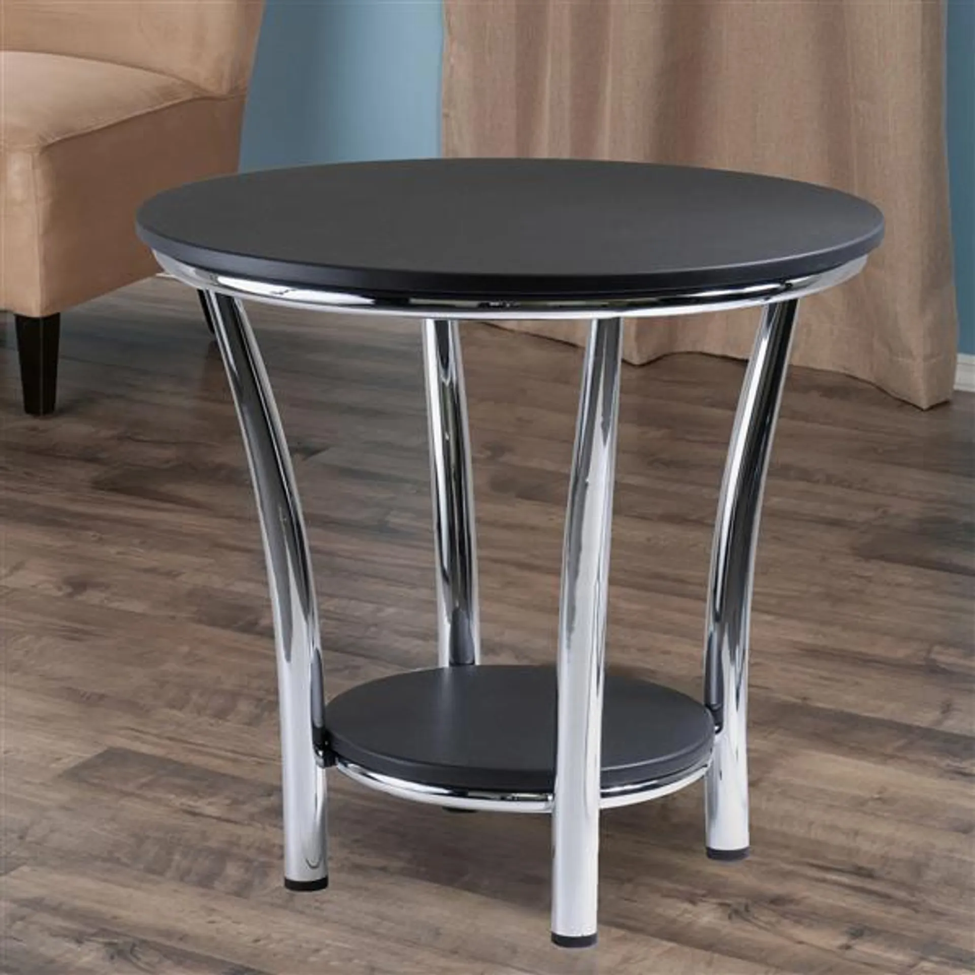 Table Maya, 23,82 po x 22,05 po, métal, noir