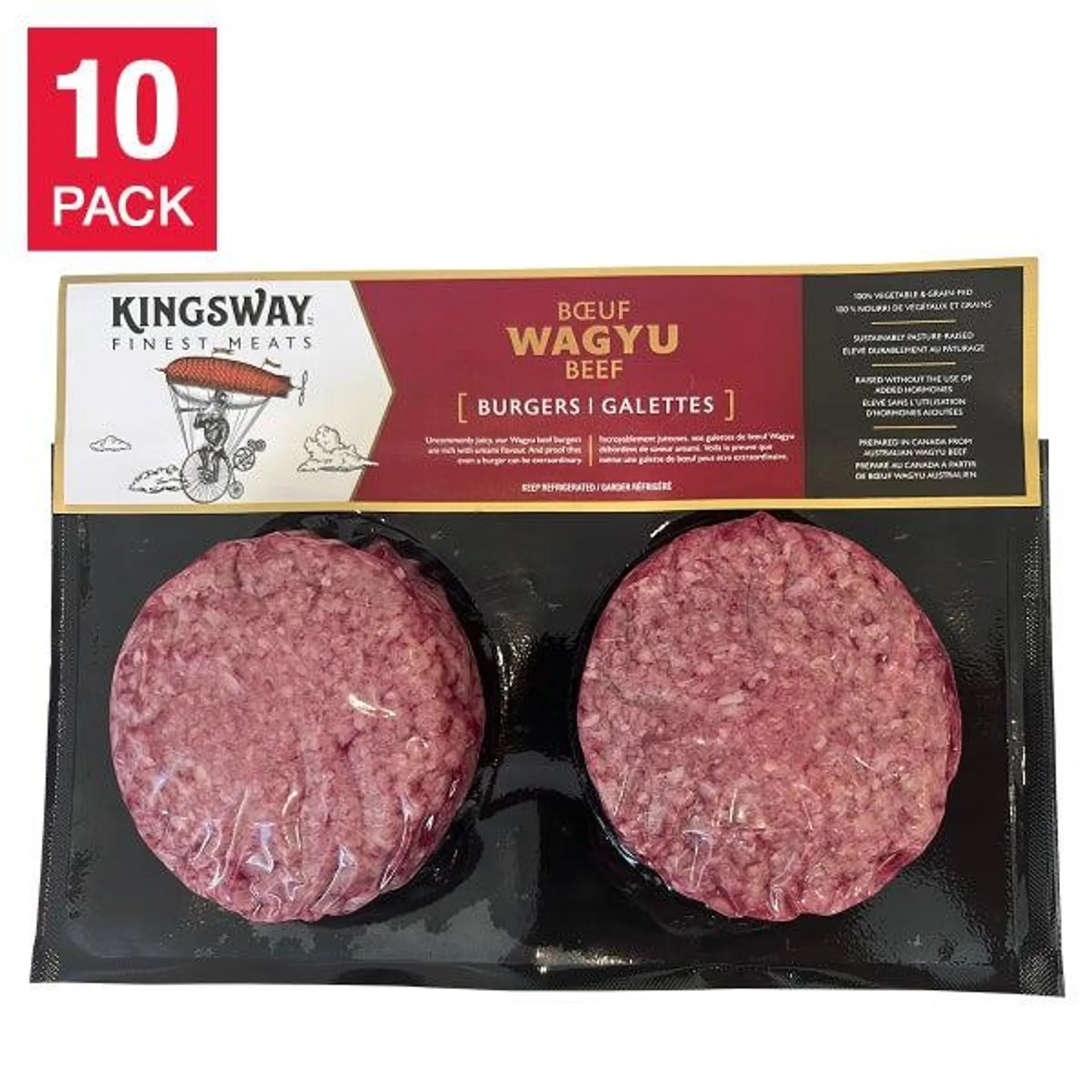 Kingsway Wagyu Beef Hamburger Patties, 20 × 170 g