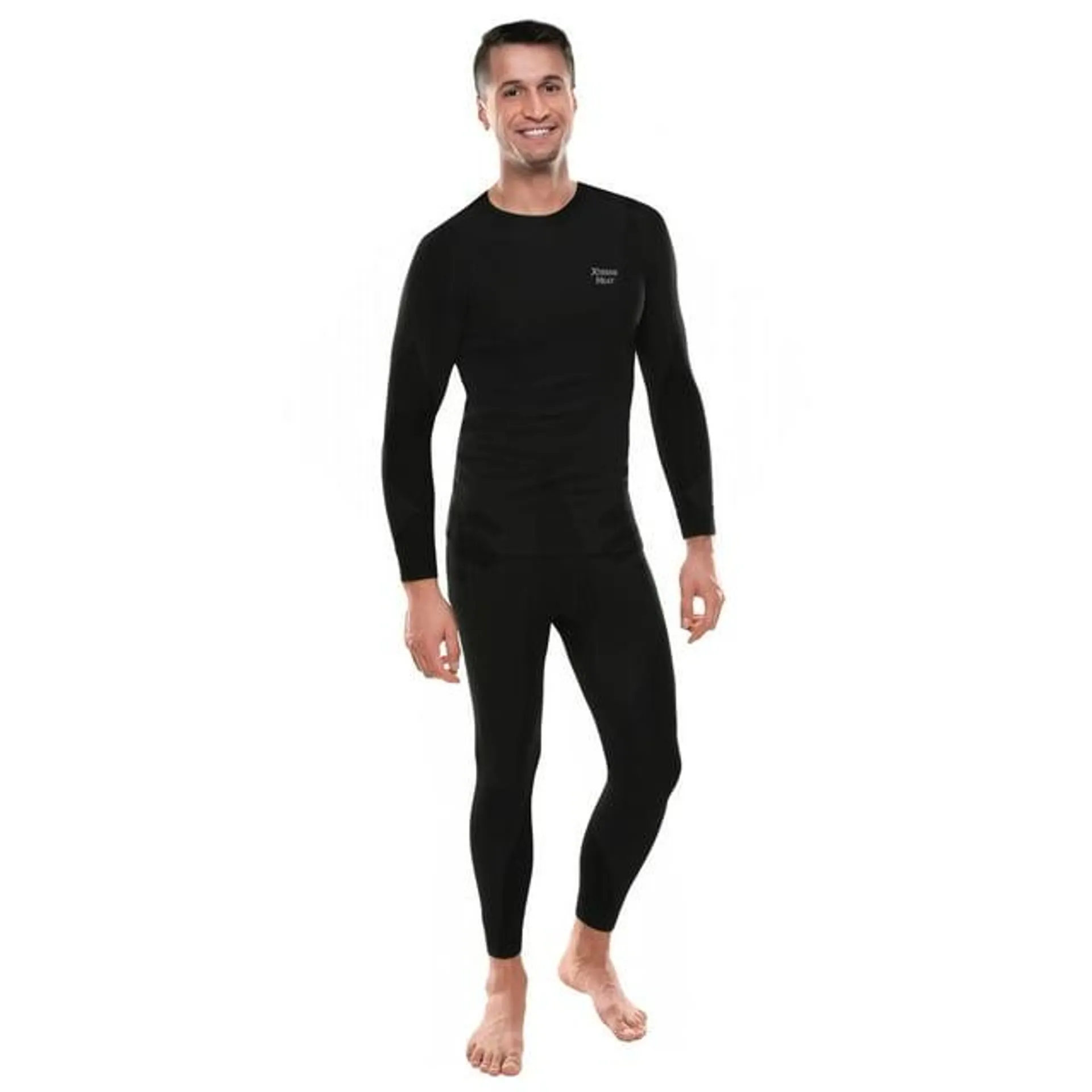 Xtreme Heat Mens Thermal Underwear Set Insulated Shirt & Long Johns, Black XL