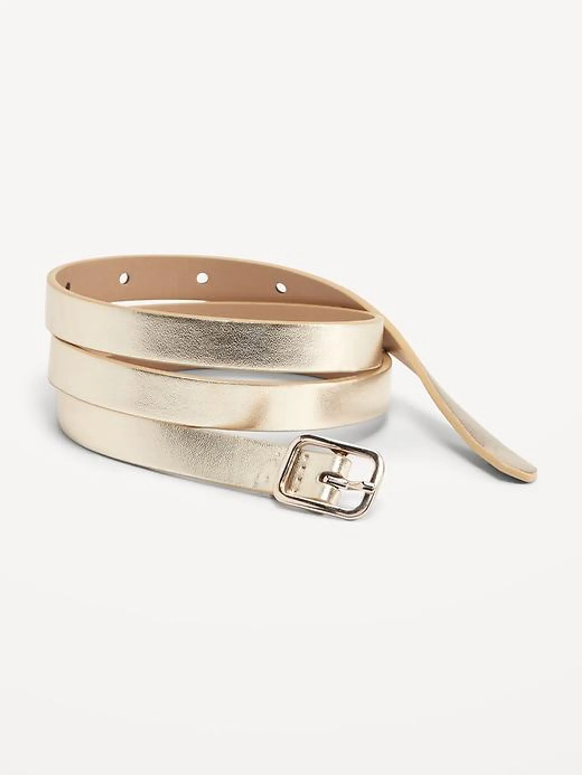 Skinny Metallic Belt For Women (0.75 Inches)