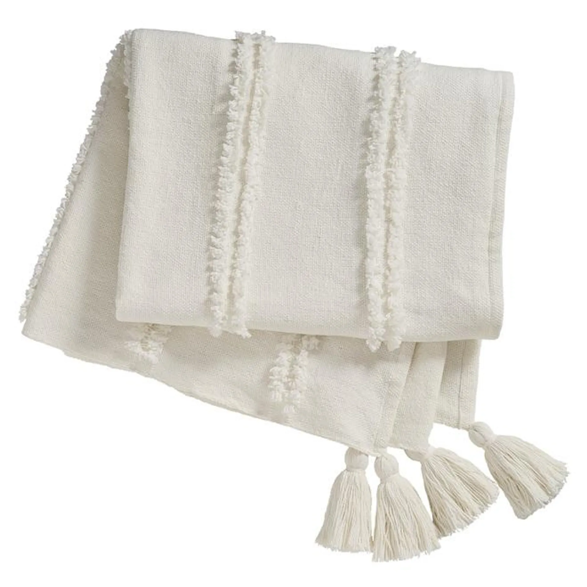 Jeté Landon & Co. rayures et franges tons naturels 50 x 60 po