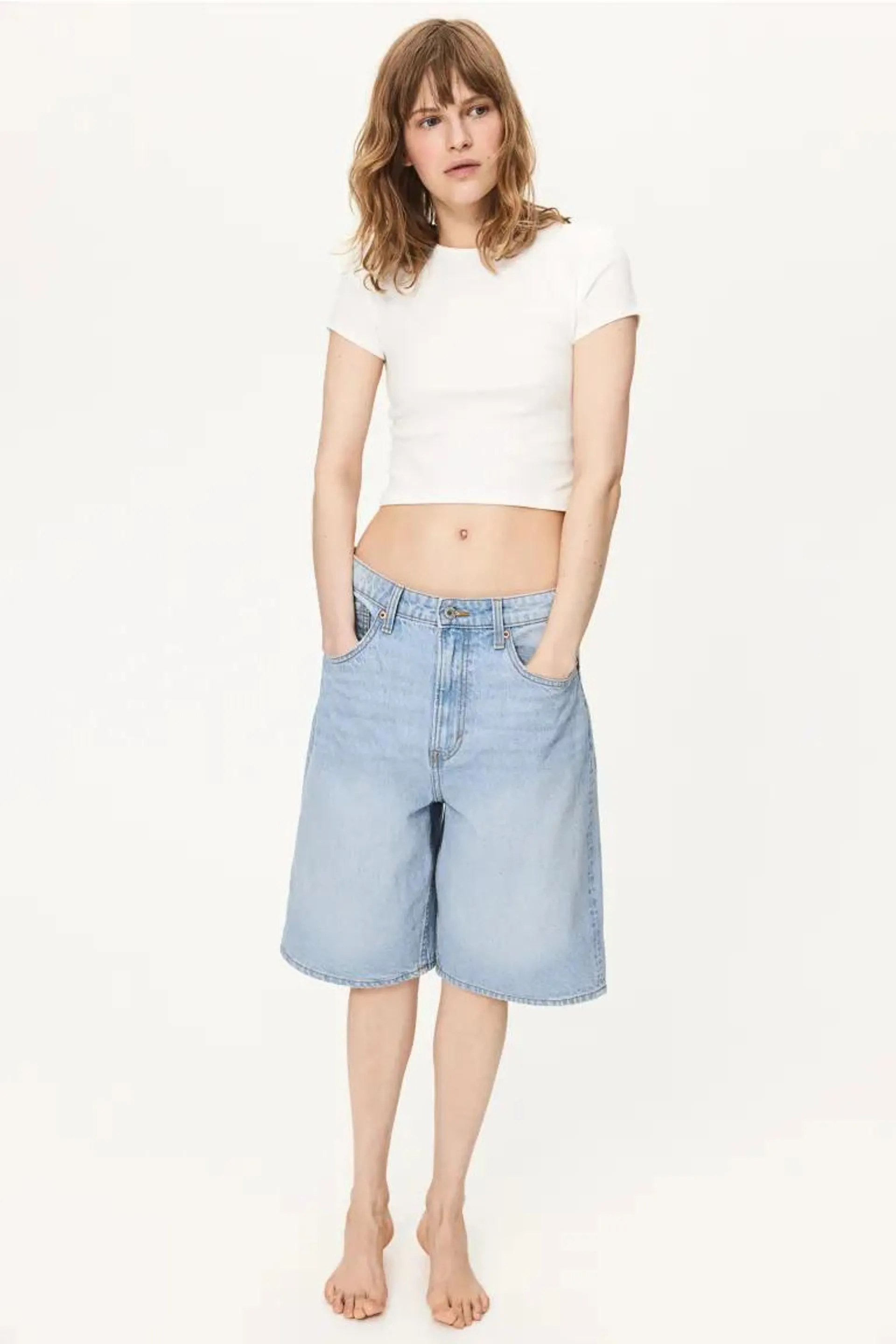 Bermuda Baggy High Denim Shorts