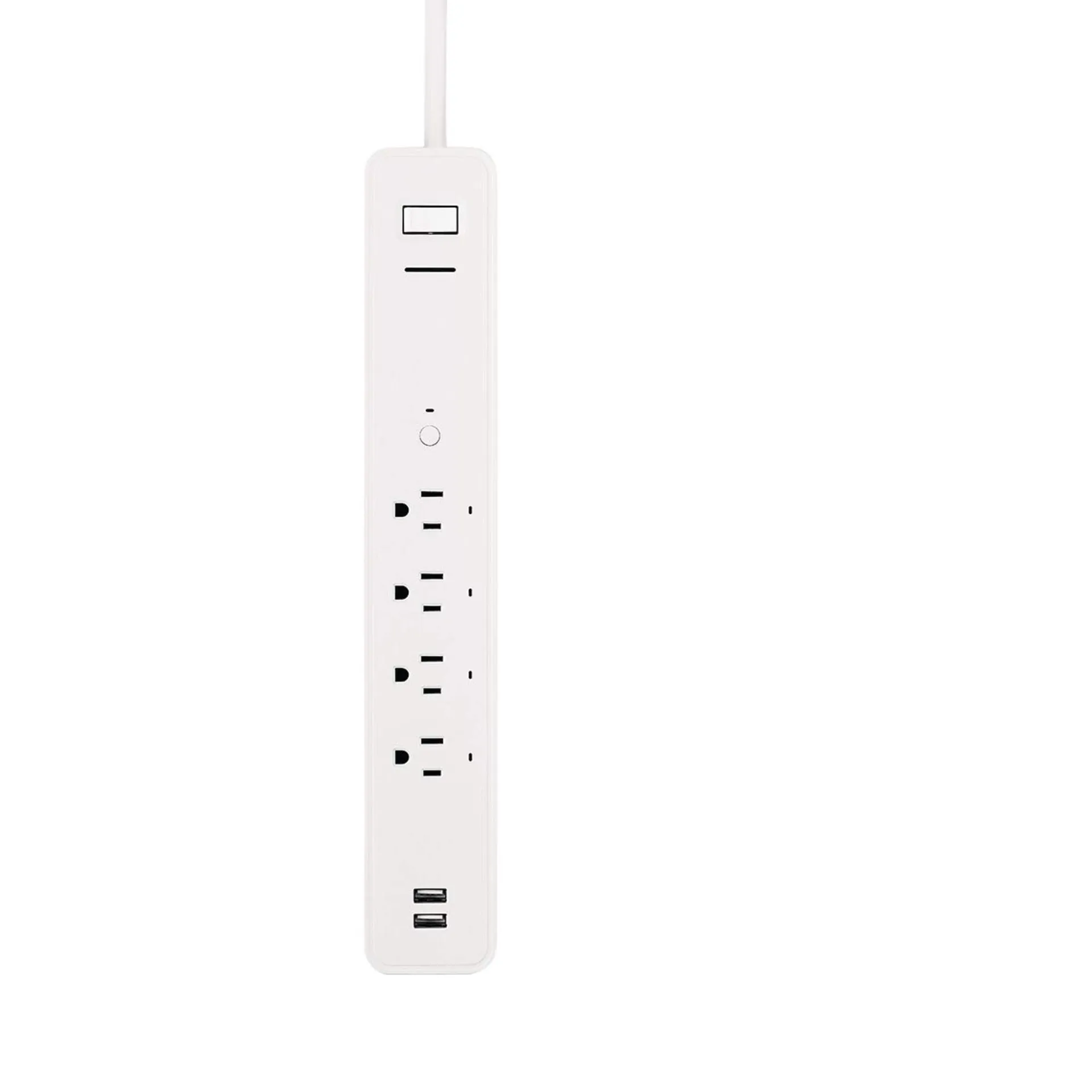 Barre d'alimentation intelligente Wi-Fi NOMA iQ à 4 prises et 2 ports USB avec limiteur de surtension, cordon de 4 pi, 300 joules, compatible avec Alexa et l'assistant Google, blanc