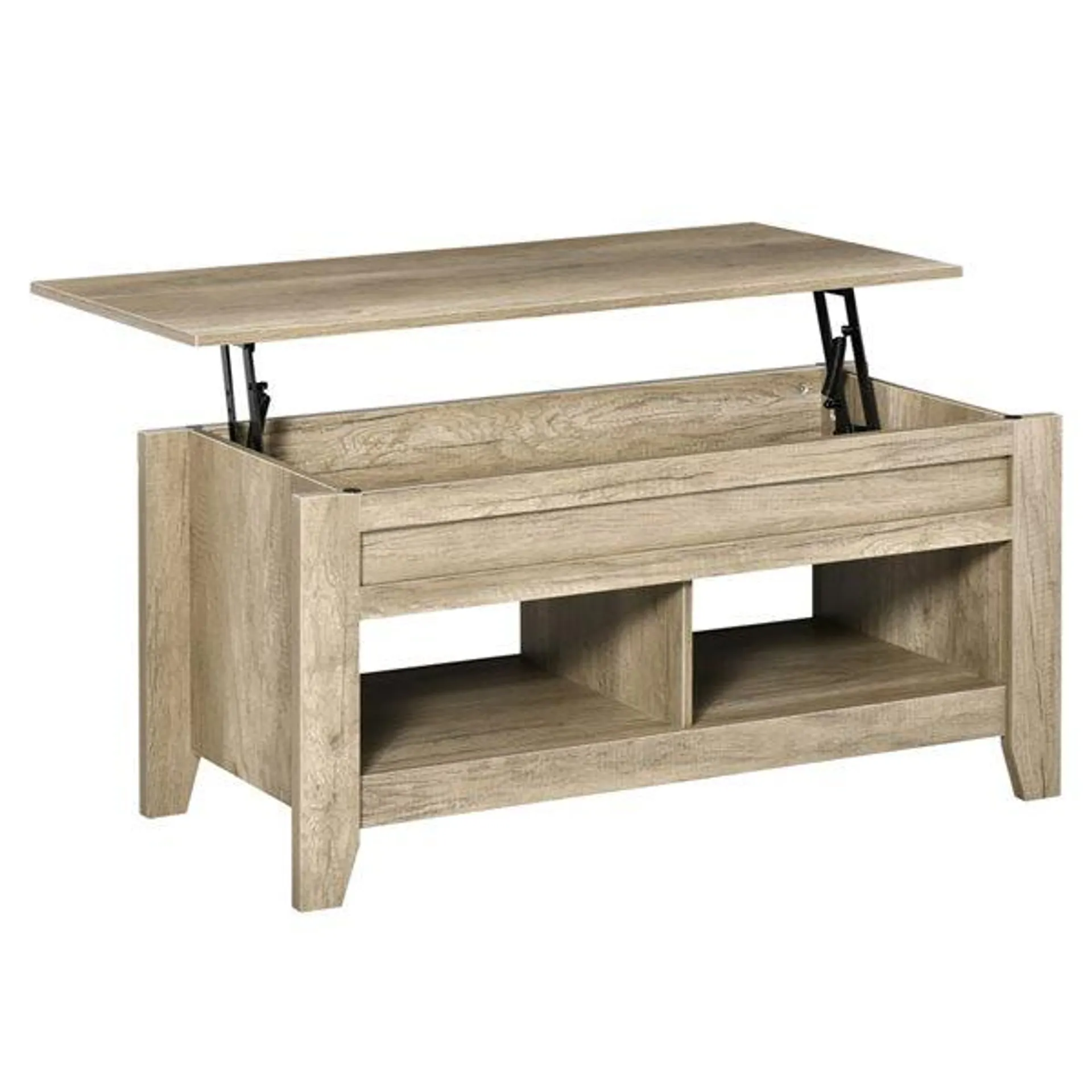 HomCom Particle Board Lift Top Coffee Table with Hidden Storage - Oak