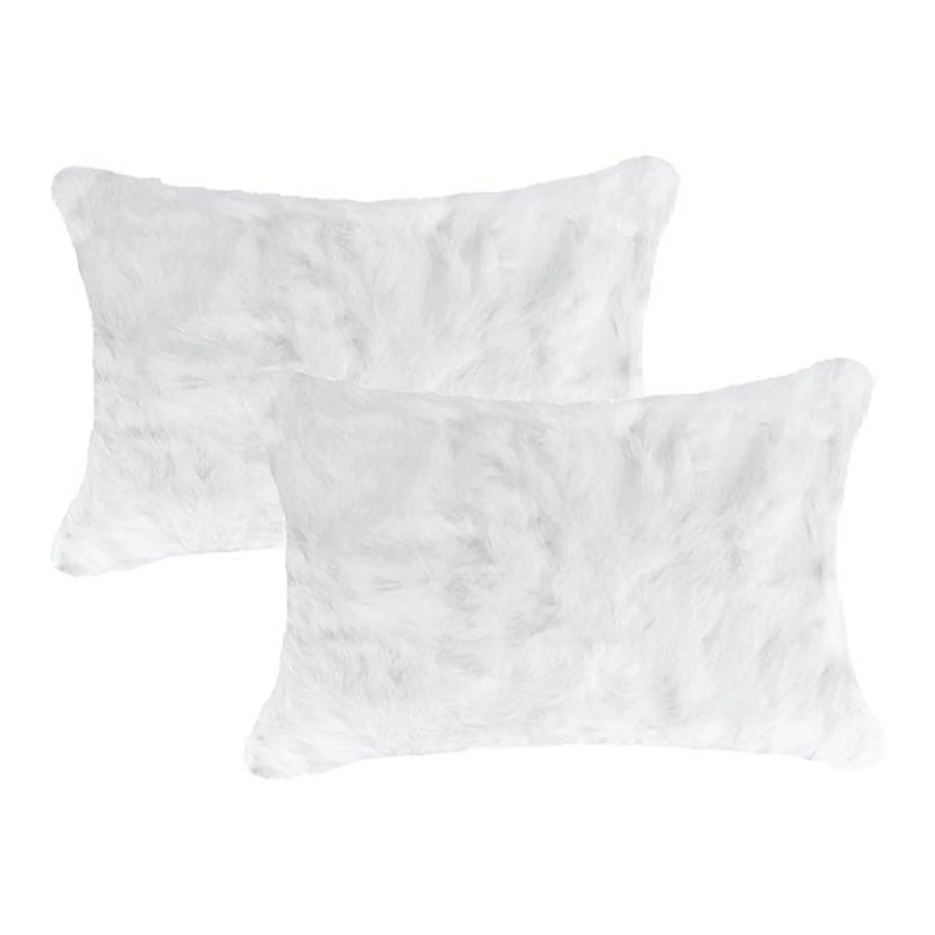 Oreillers rectangulaires en fourrure de lapin de Natural de Lifestyle, 12 po x 20 po, blanc, 2 mcx