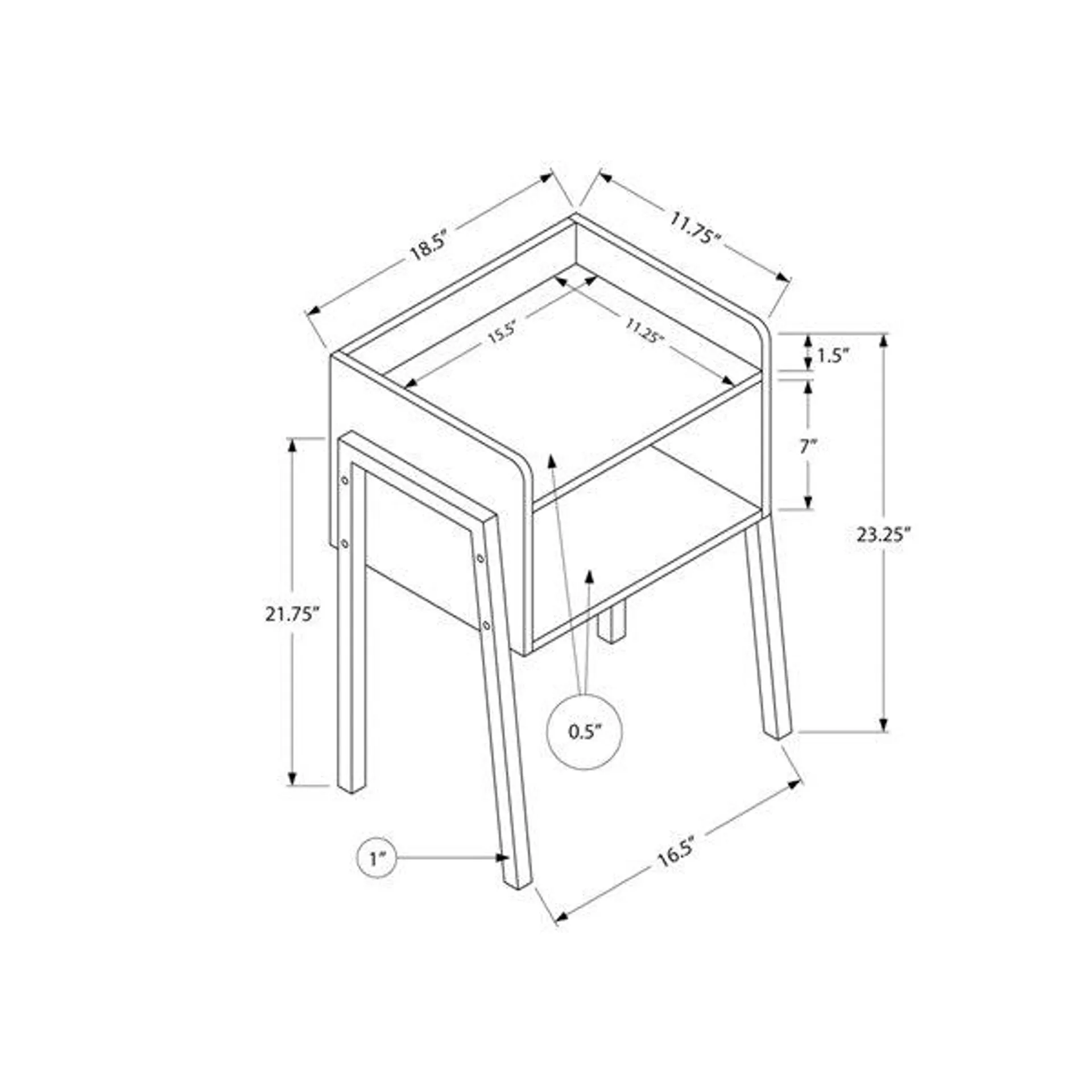 Table d'appoint Monarch Specialties au fini expresso et métal noir, 23 po H