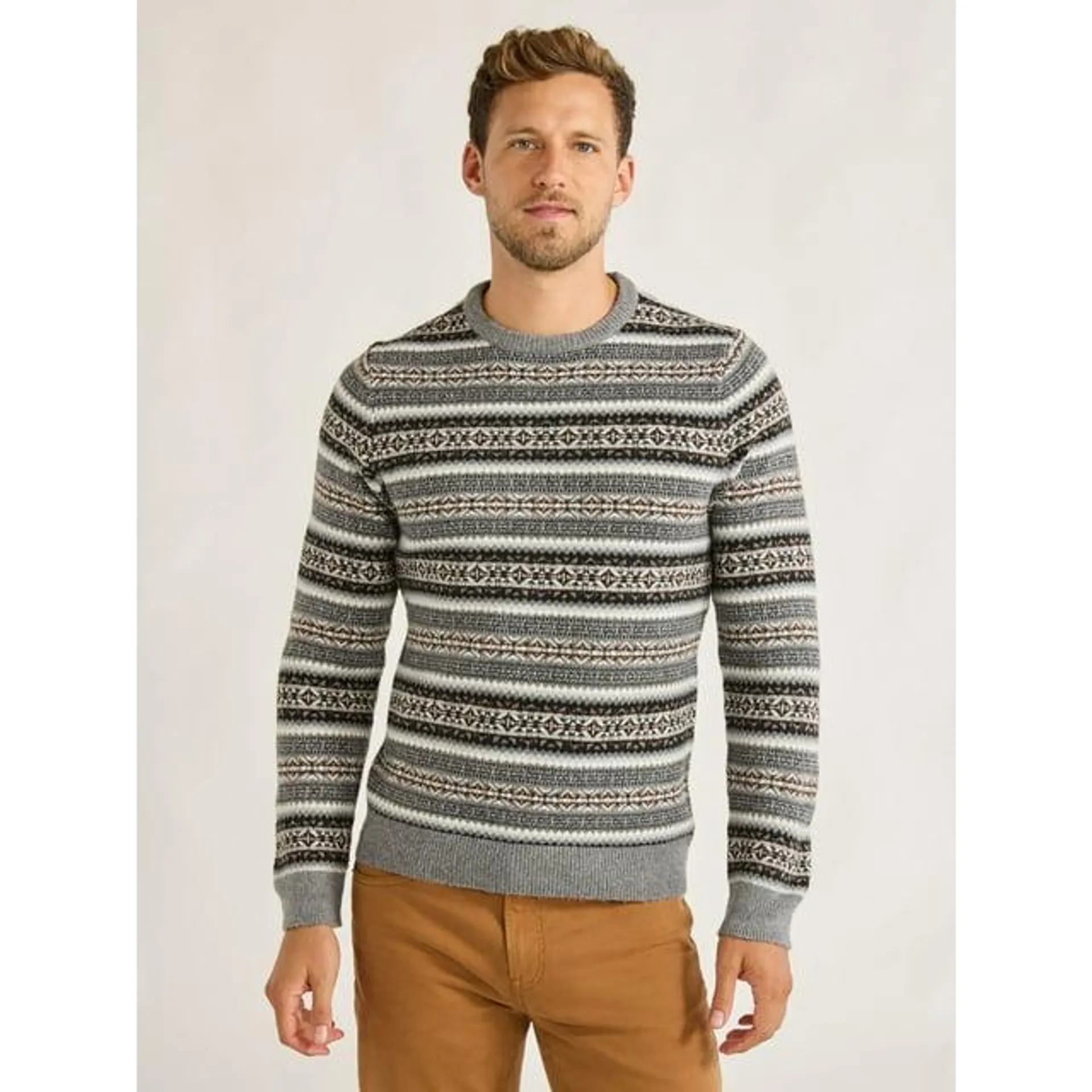 Free Assembly Men's Fair Isle Sweater, Lightweight, Sizes XS-XXXL