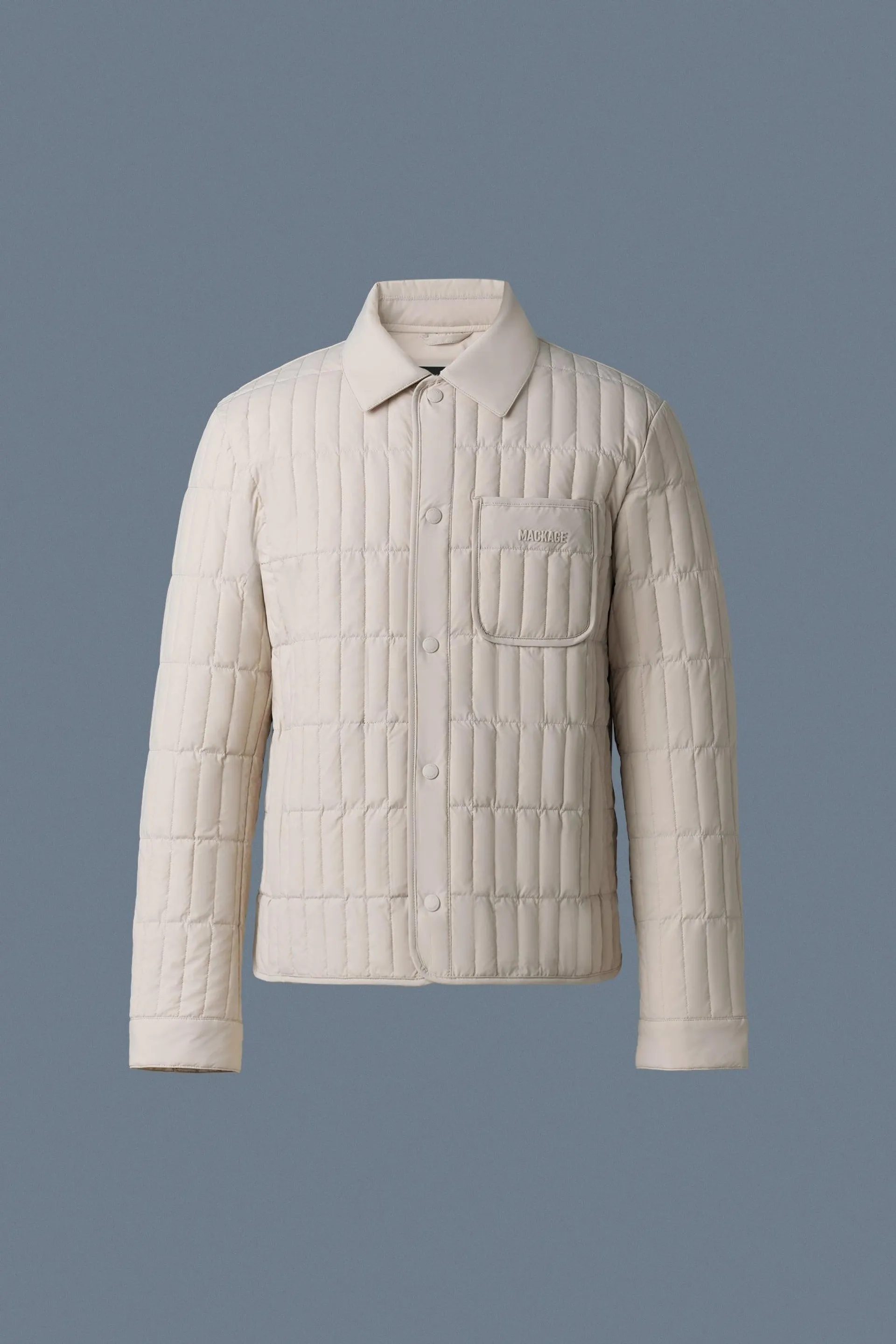 MATEO Vertical Quilted Jacket with Spread Collar