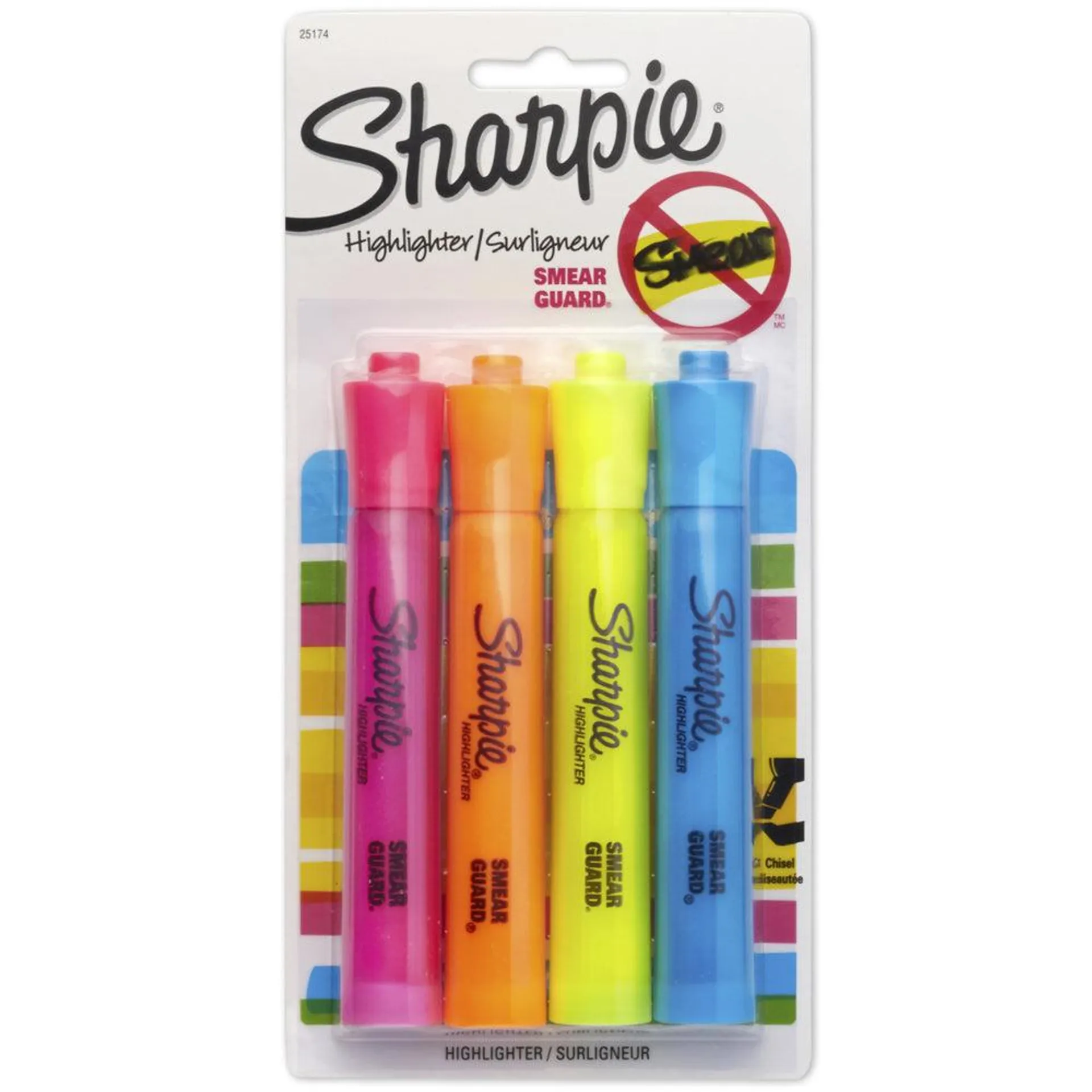 Sharpie – Surligneurs Accent de genre réservoir, pointe biseautée, couleurs variées, paquet de 4