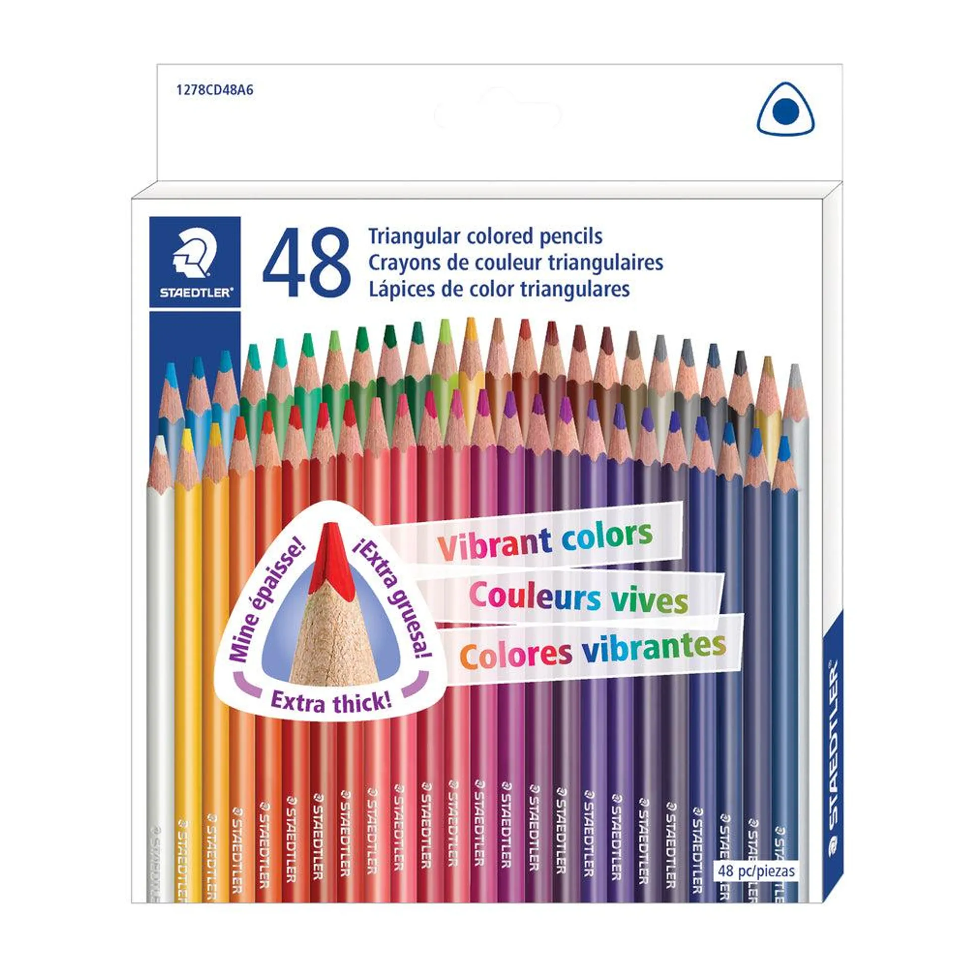 Staedtler, Crayons de couleur naturels assortis à corps triangulaire de 4 mm - ensemble de 48