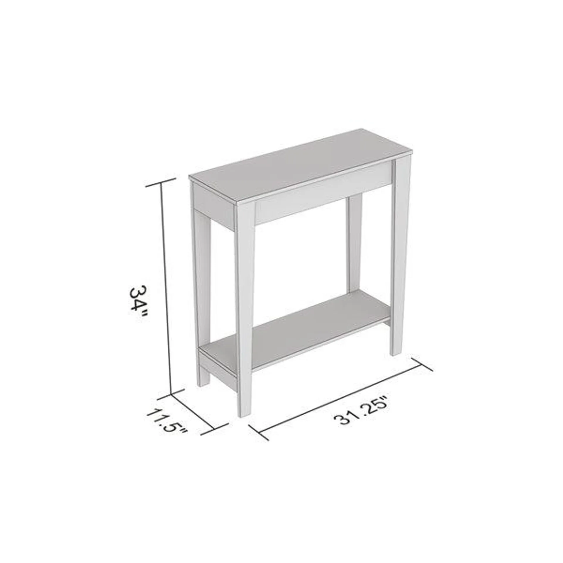 Table console Safdie & Co., 1 tablette, 34 po x 31,25 po, bois brun récupéré