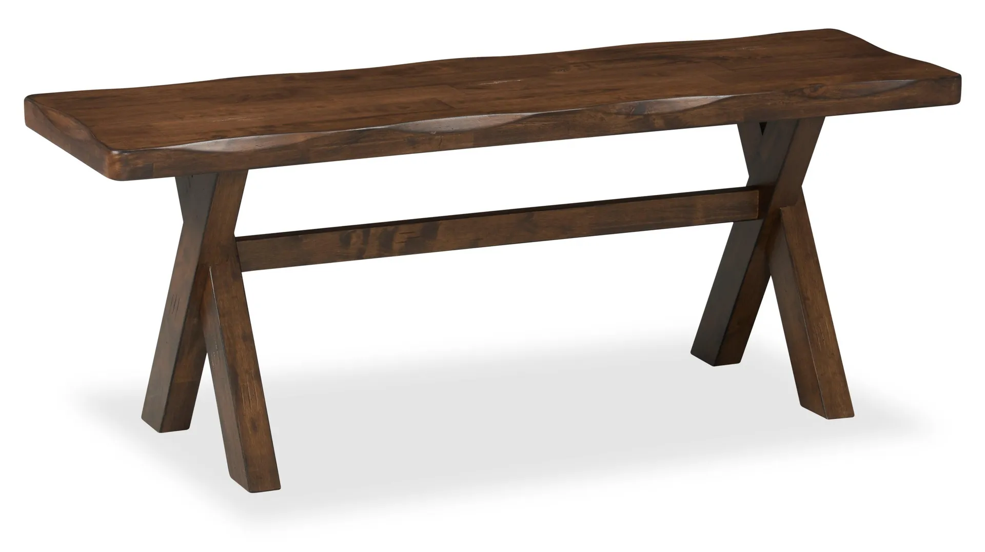 Banc de salle à manger Plum de 47,25 po (L) en bois avec apparence de bordures Live Edge - brun muscade