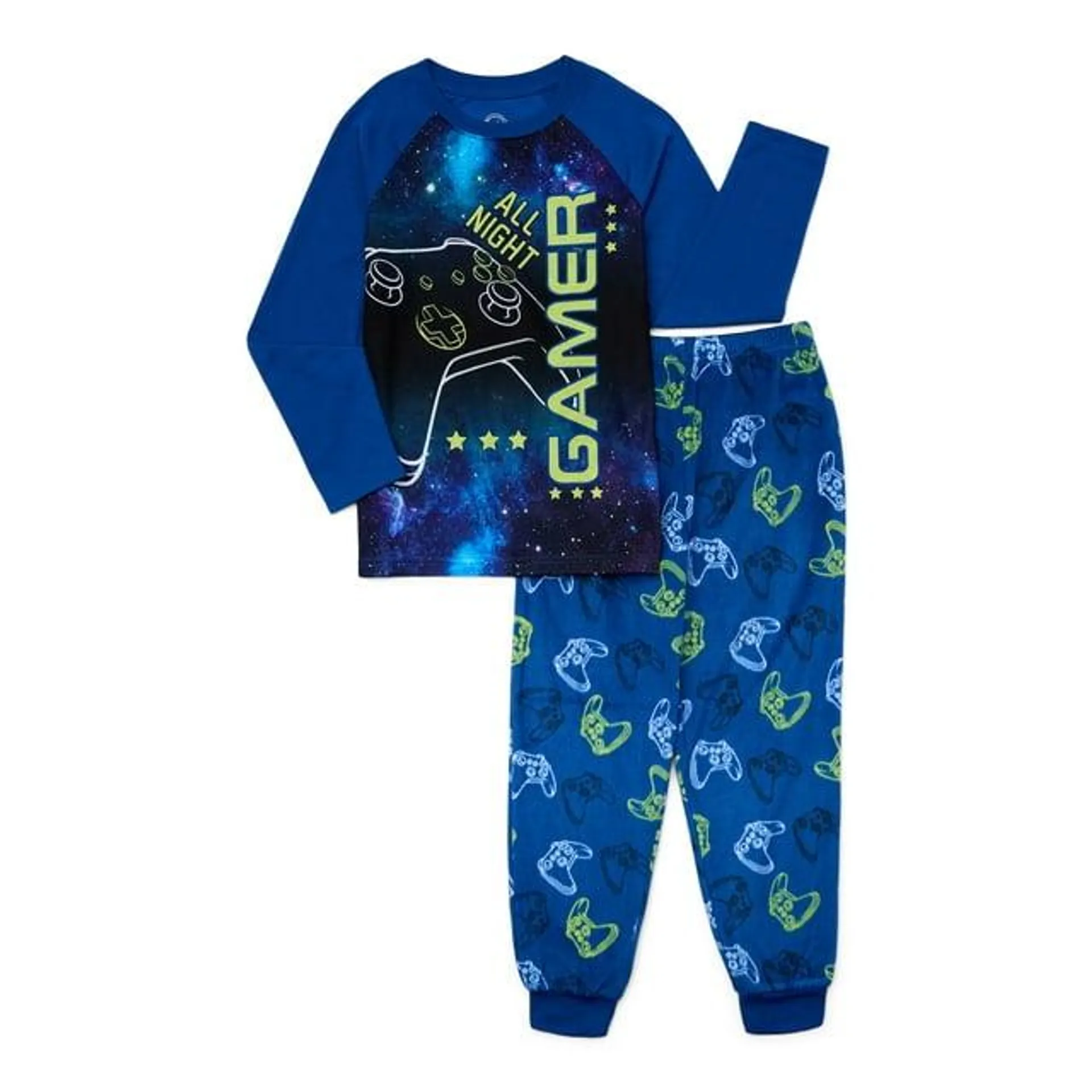 Wonder Nation Boys Gamer Long Sleeve Top and Pants, 2-Piece Sleep Set, Sizes 4-18 & Husky