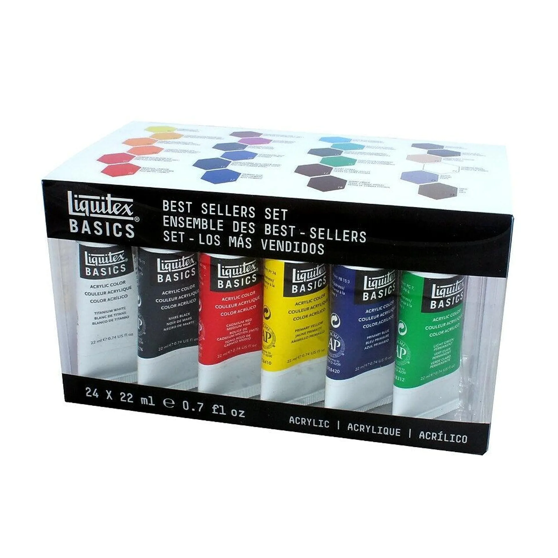 Liquitex Basics – Peinture acrylique 3699328, ensemble de tubes d'acrylique, 22 ml x 24, paq./24