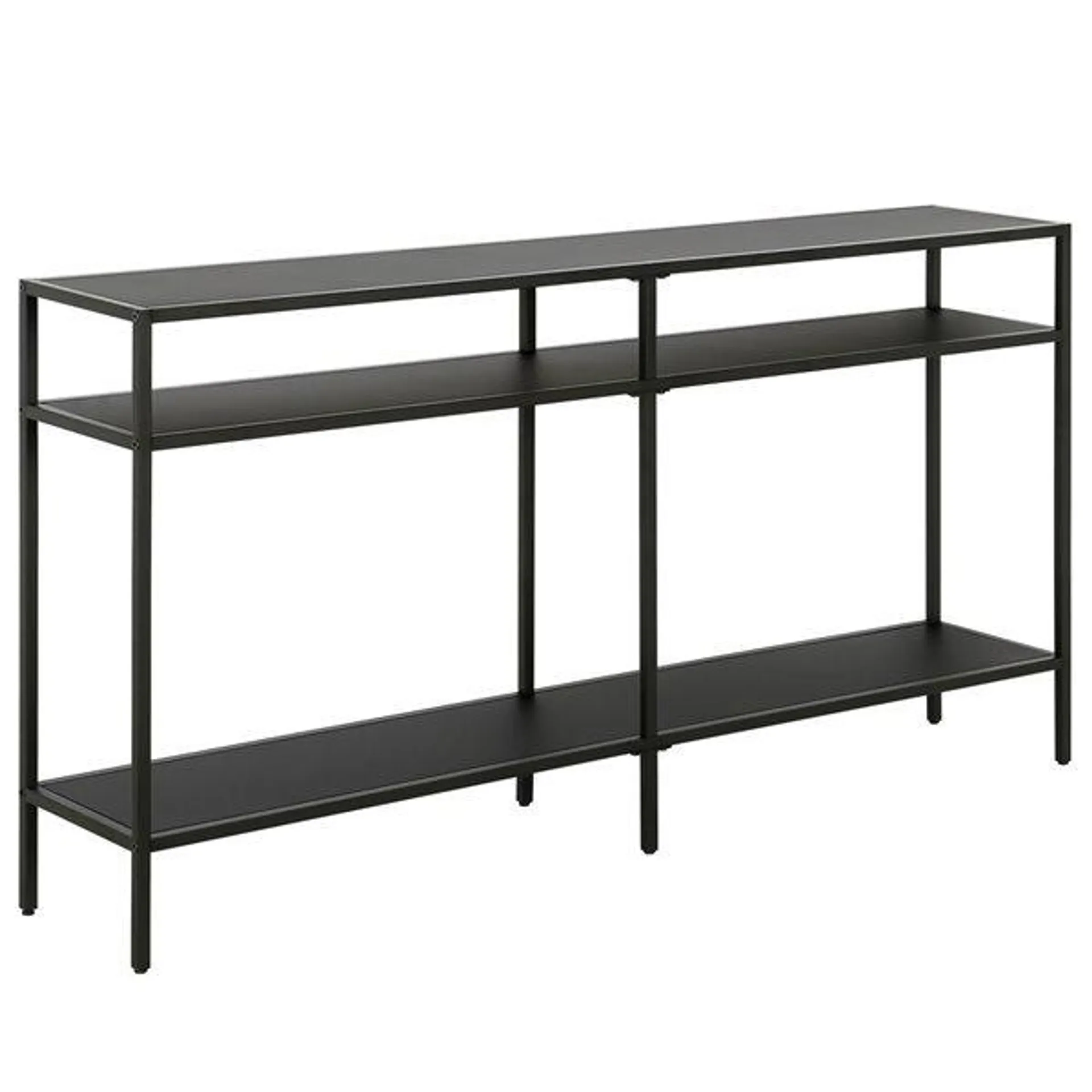 Table console moderne à 3 tablettes Sivil de Hailey Home 55 po l. en métal bronze noirci avec tablettes en métal