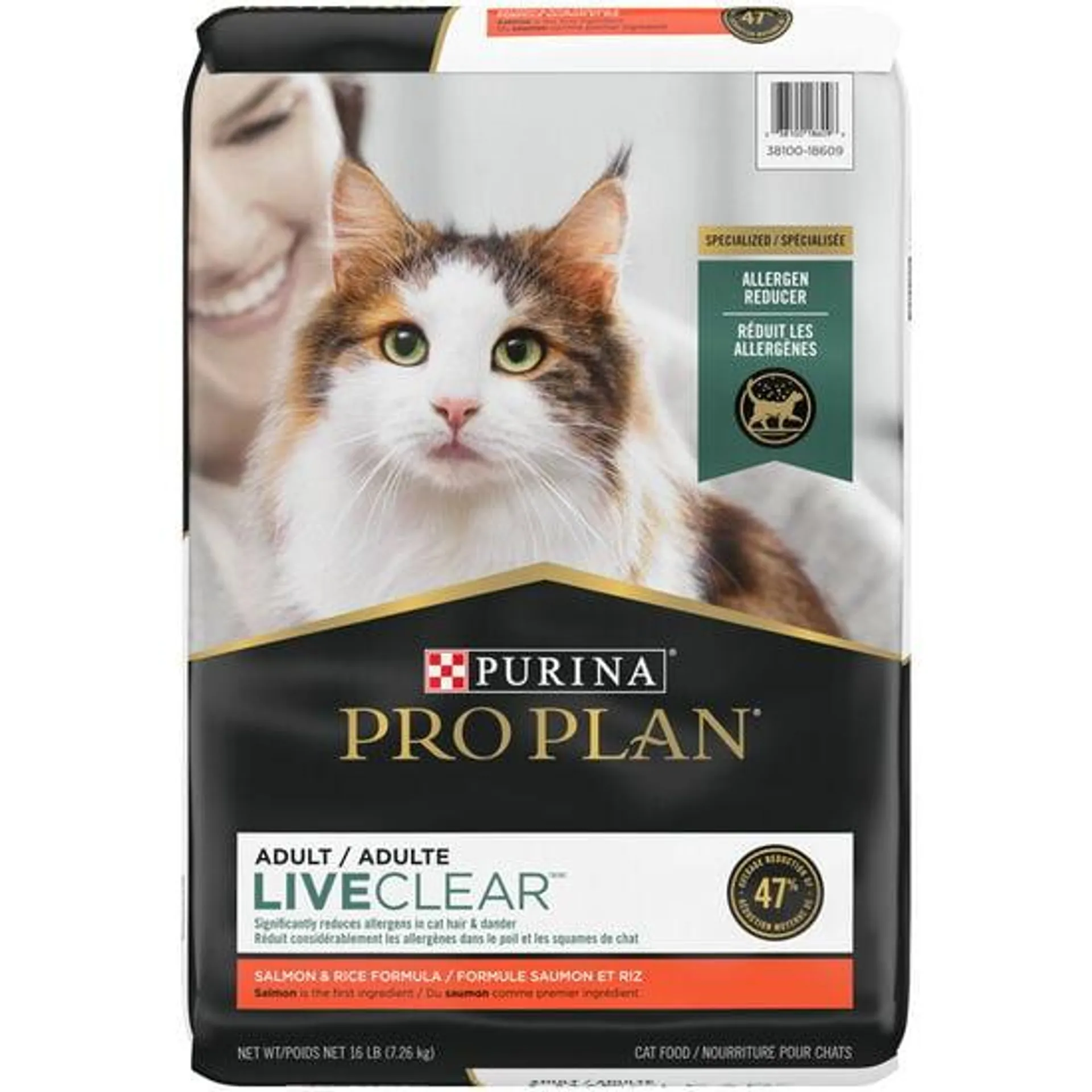 Nourriture sèche formule spécialisée « LiveClear » au saumon et riz pour chats, 7,26 kg