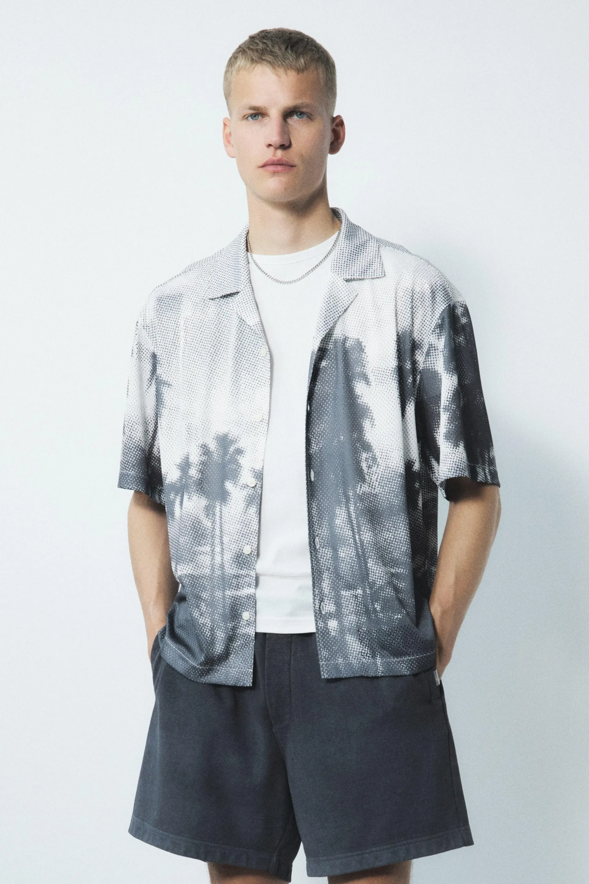 Chemise coupe ample en filet avec col cubain