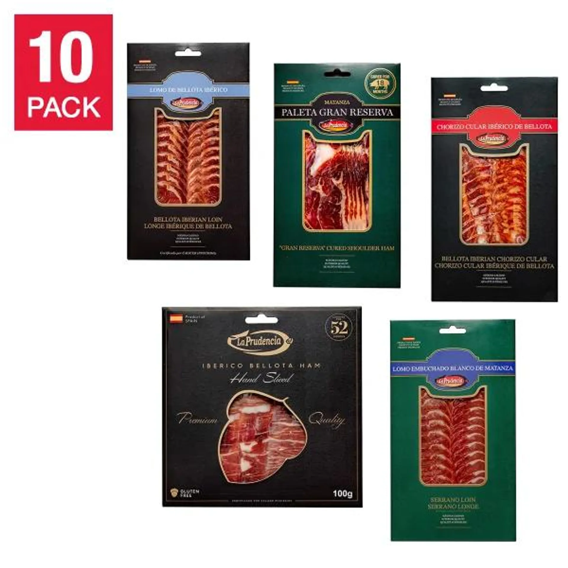 La Prudencia Assorted Spanish Meat Pack 100 g (3.5 oz) × 10 pack