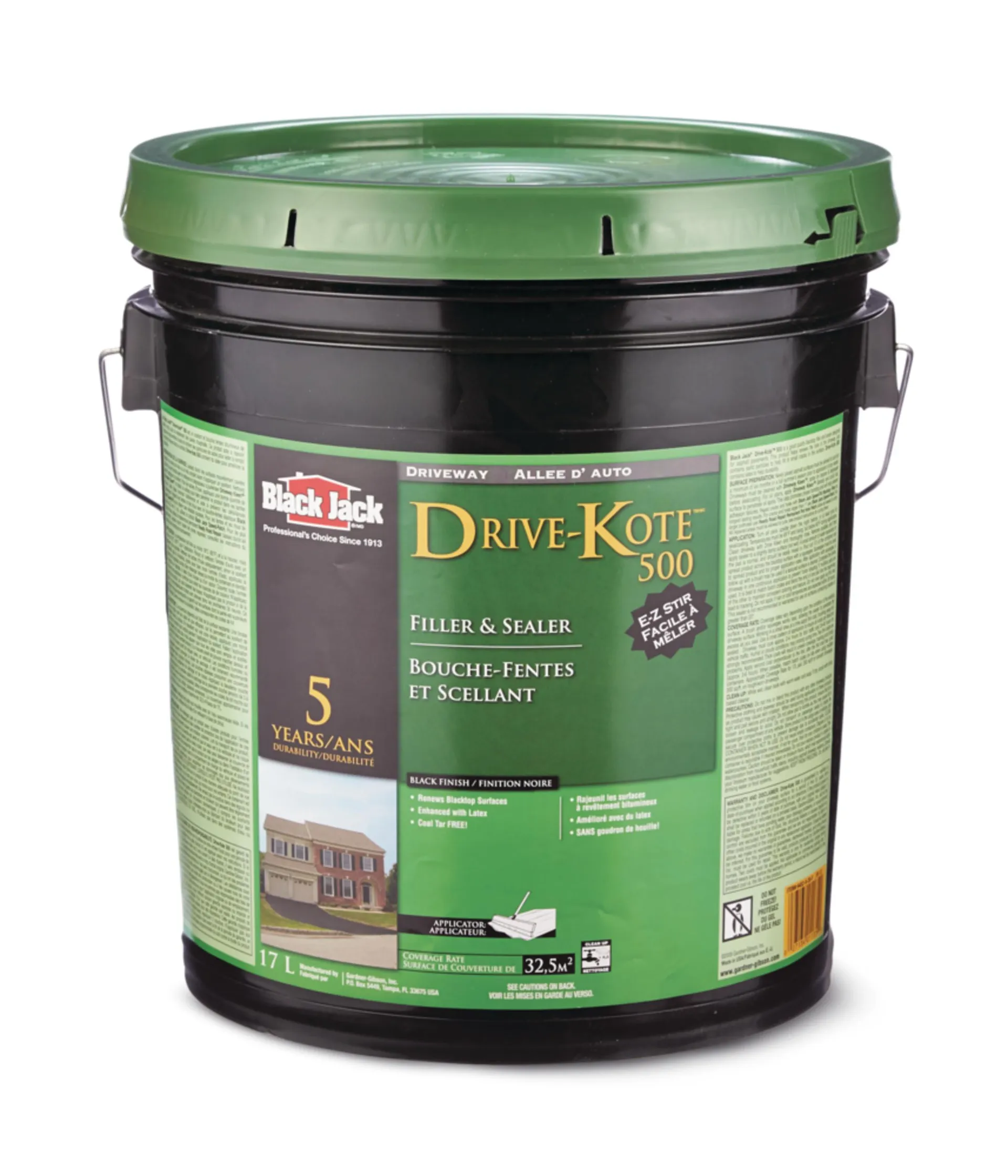 Mastic et scellant pour entrée d'asphalte Black Jack 5 ans Drive-Kote 500, couverture de 32,5 m2, 17 L