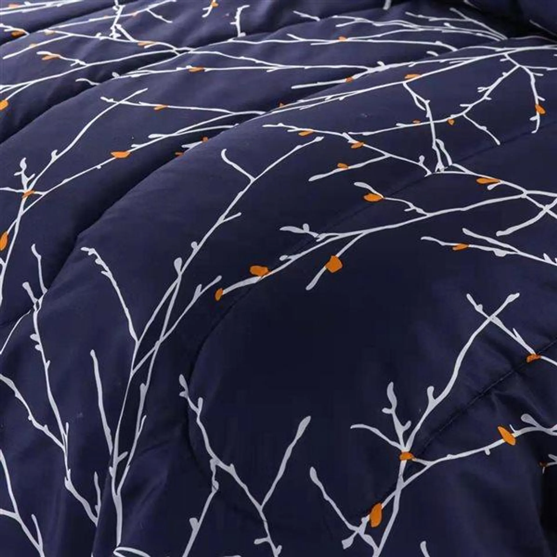 Ens. de courtepointe florale Marina Decoration pour grand lit en microfibre bleu marine avec rembourrage en polyester, 7 mcx