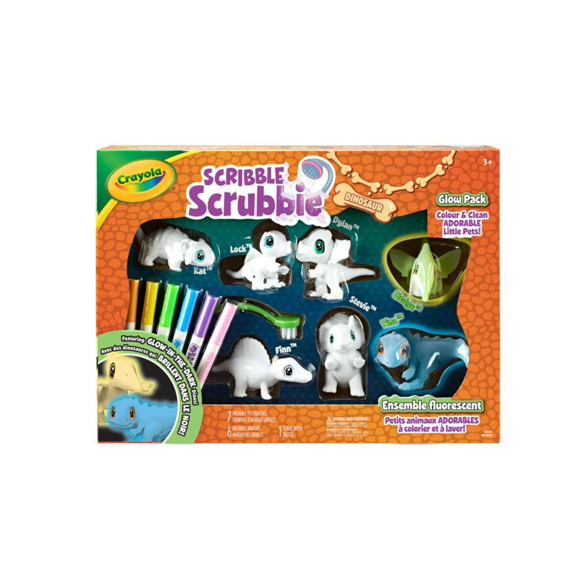 Crayola - Ensemble combo de dinosaures luminescents Scribble Scrubbie de