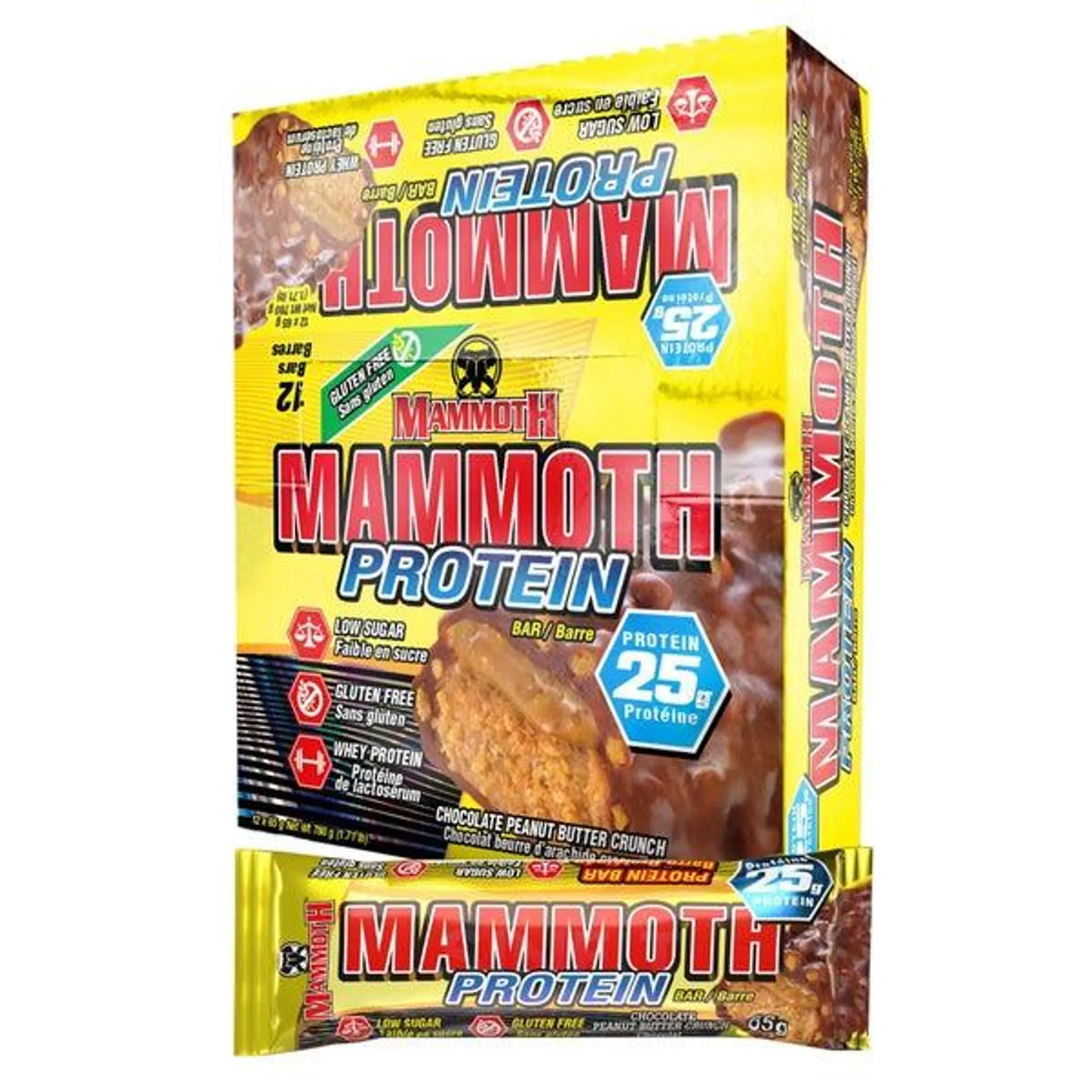 Mammoth Chocolate Peanut Butter Crunch Protein Bars, 12 × 65 g