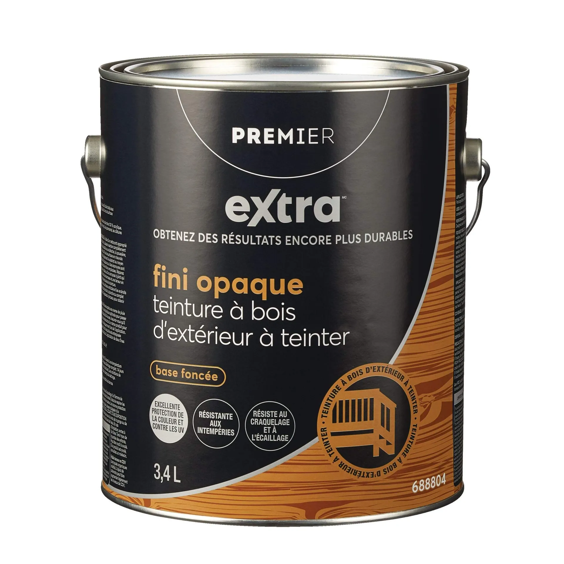 Teinture d'extérieur à teinter pour bois Premier Extra, opaque, base foncée, 3,78 L/1 gallon