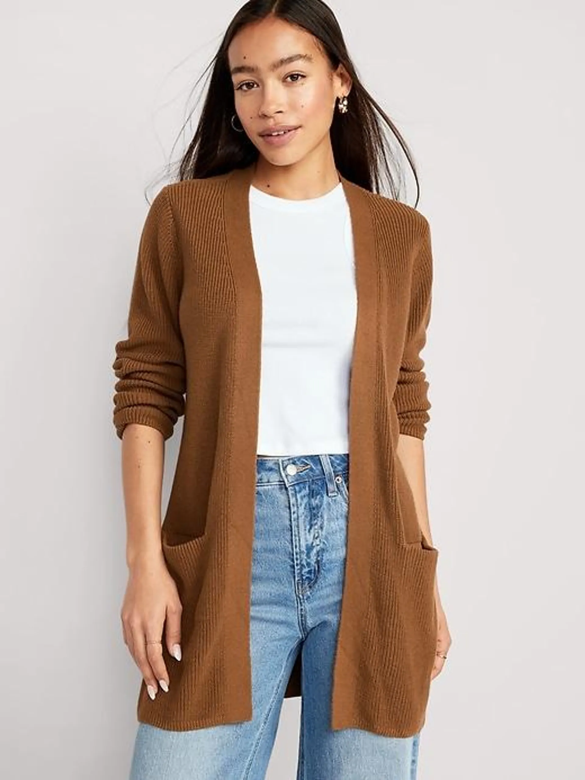 Textured Open-Front Sweater