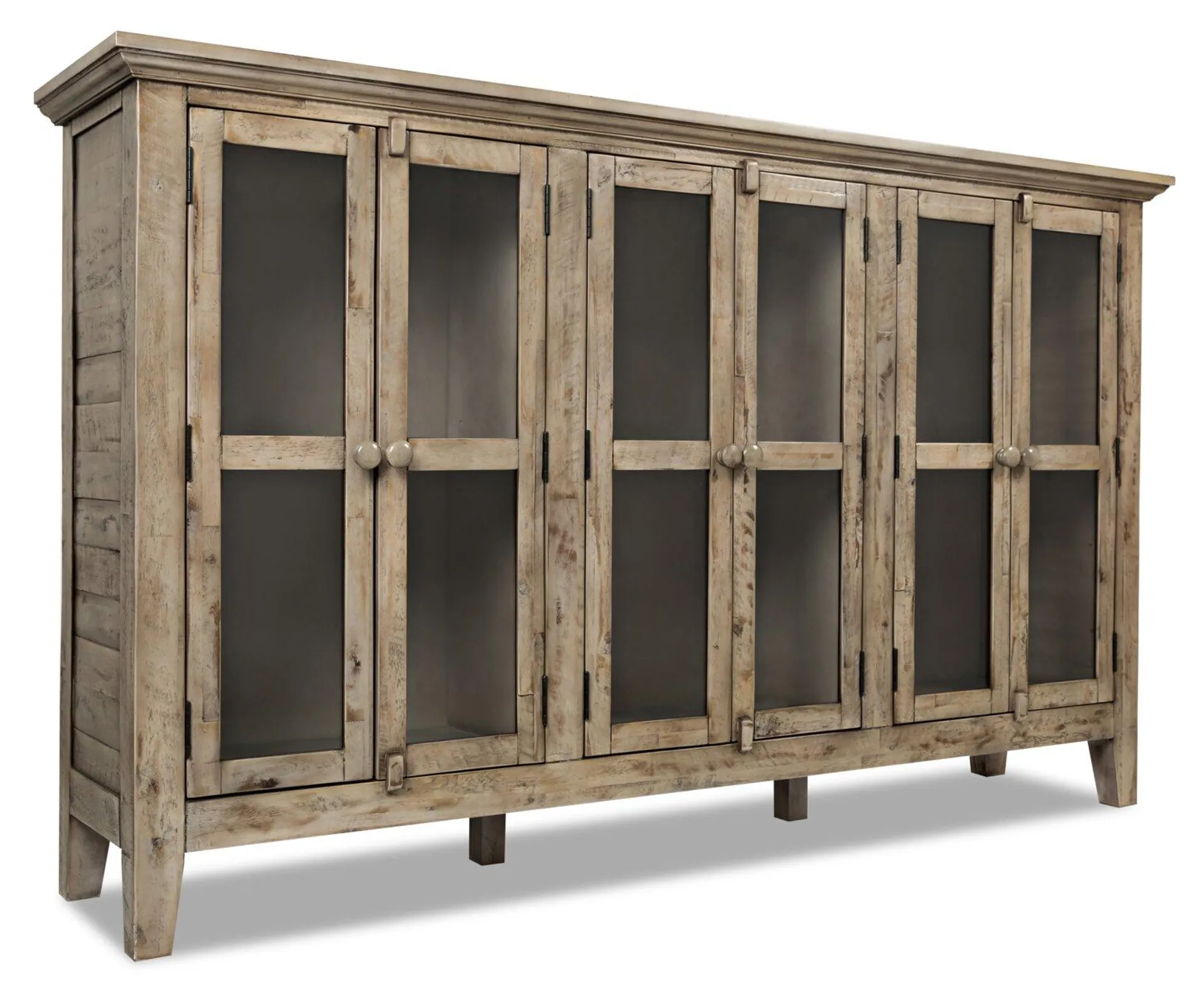 Grande armoire décorative Rocco de 70 po avec 6 portes - bois naturel